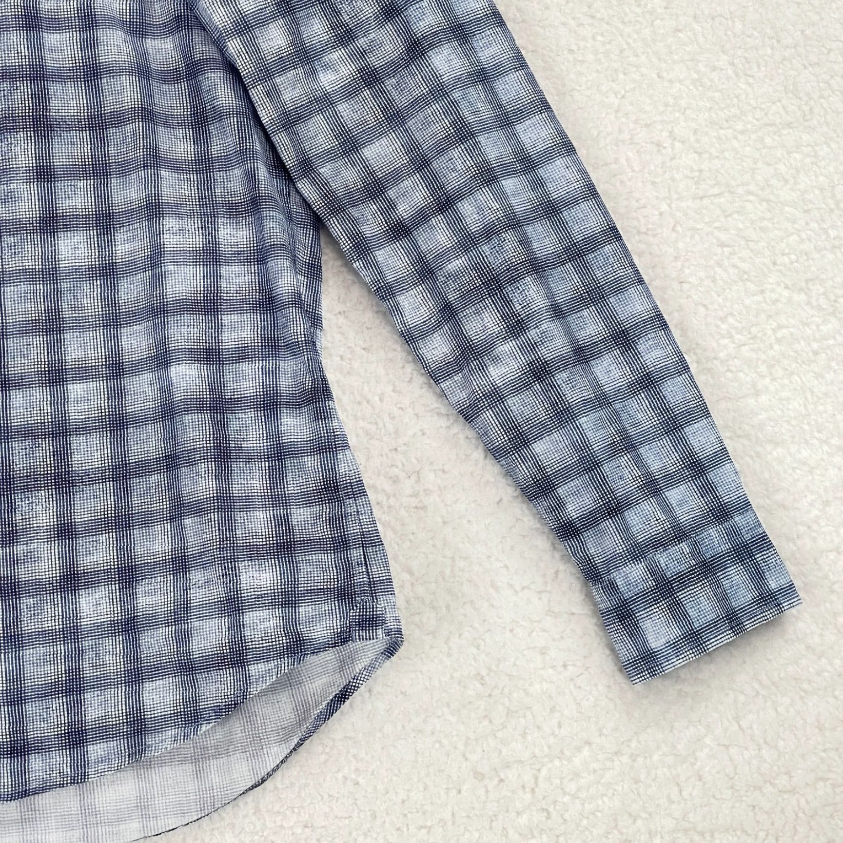 Vince Vince Blue Plaid Button-Up Dress Shirt Mens Long Sleeve 100% Cotton Size Large Size 42R - 4 Thumbnail