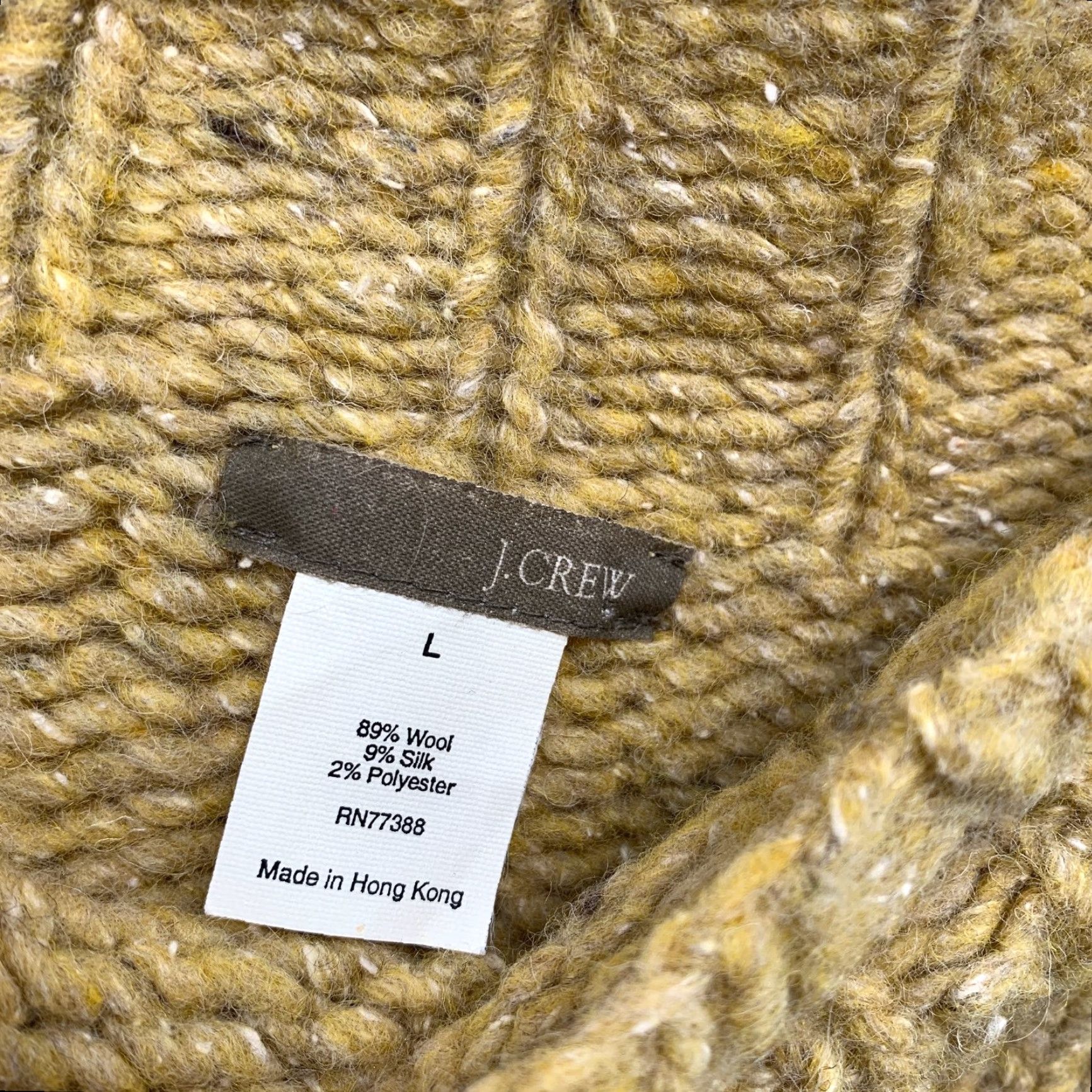 J.Crew J.CREW Wool Silk Sweater Womens Large Yellow Boat Neck Convertible Cable Knit Size L / US 10 / IT 46 - 3 Thumbnail