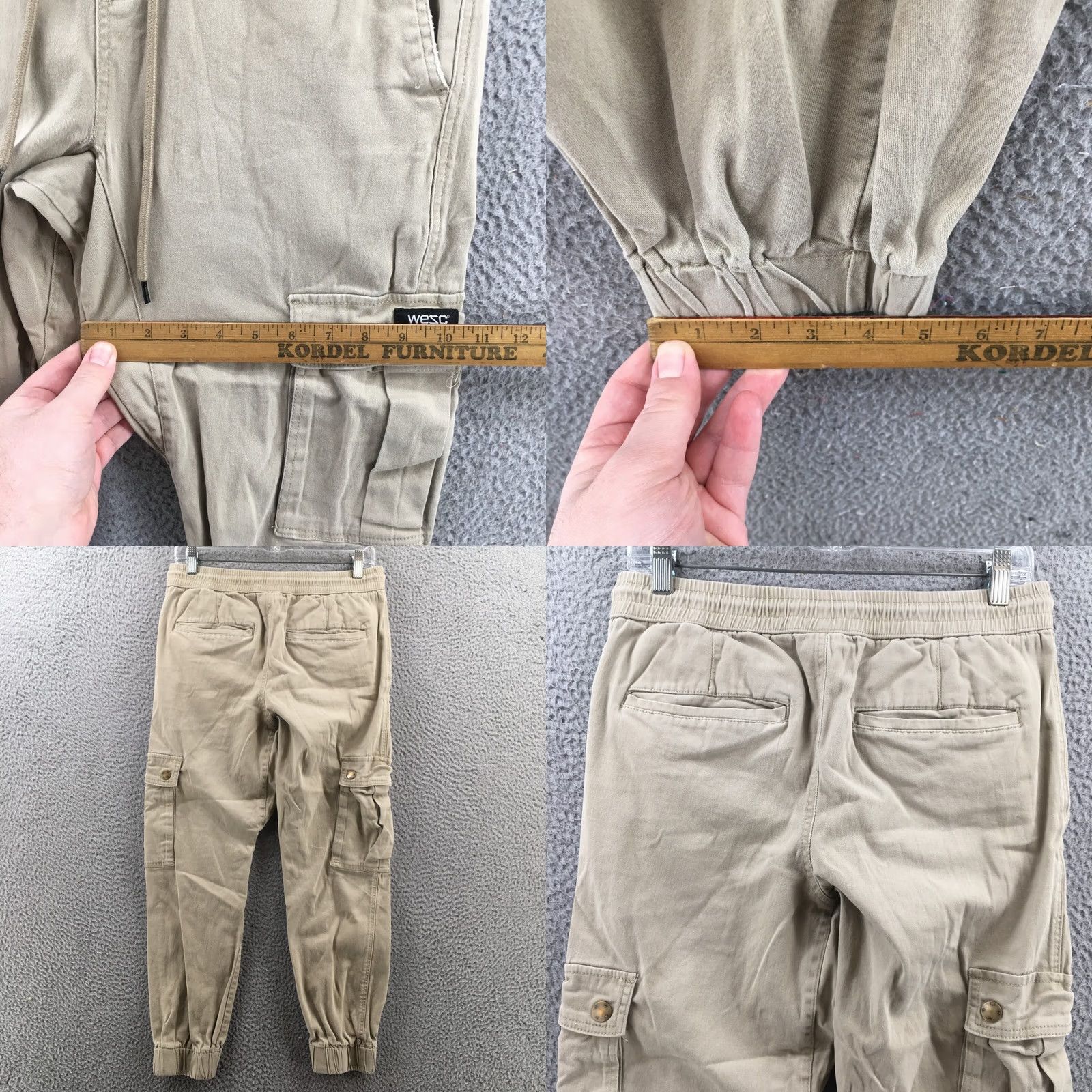 WeSC WESC Beige Jogger Pants Womens S Cargo Pockets Zip Fly Regular Rise 30x26.5 Inseam 26.5 Size 28" / US 6 / IT 42 - 9 Thumbnail