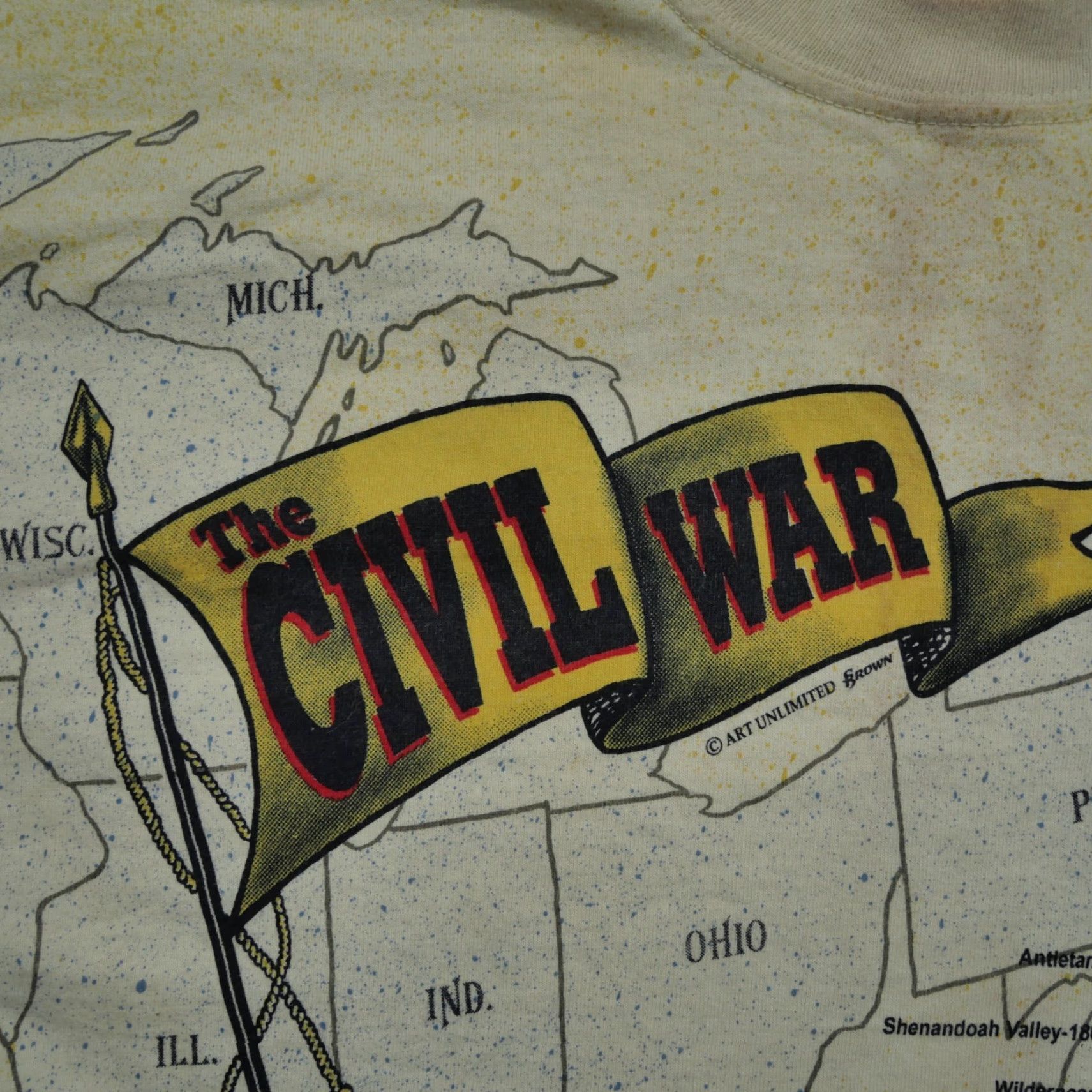 Vintage VINTAGE Civil War T Shirt Mens XL All Over Print AOP Map United States Adult 90s Size US XL / EU 56 / 4 - 2 Thumbnail