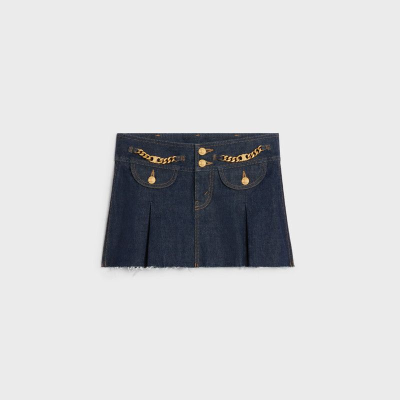 Celine o1w1db10526 2S2947 Denim Mini Skirt in Blue Size 29" - 1 Thumbnail