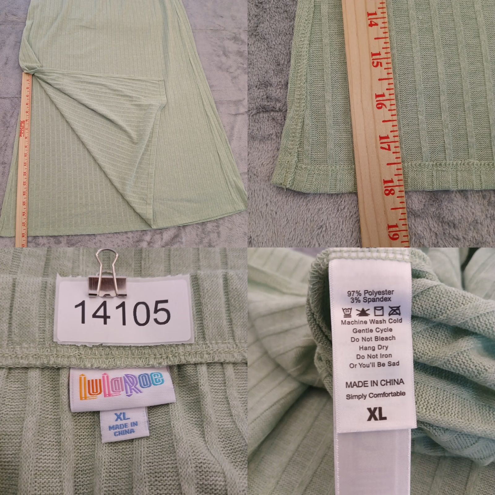 Vintage LuLaRoe Skirt XL Green Striped Maxi Pull On Slit Long Womens Size 40" / US 18 - 8 Thumbnail