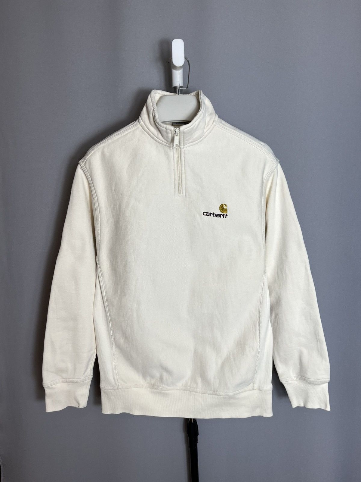 Carhartt Carhartt Half Zip American Script Sweatshirt mens beige Size US S / EU 44-46 / 1 - 1 Thumbnail