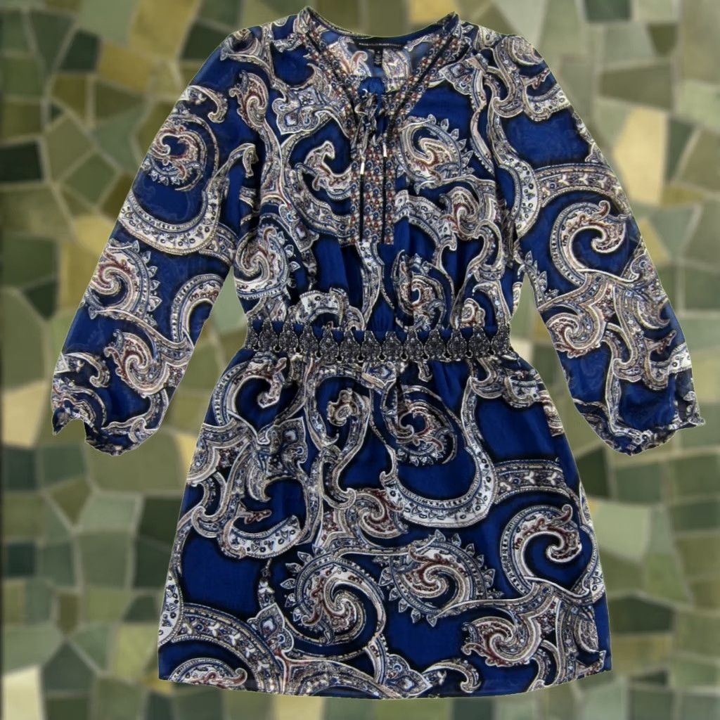 White House Black Market White House Black Market Blue Red White Black Paisley Long Sleeve Sheath Dress 6 Size M / US 6-8 / IT 42-44 - 1 Thumbnail