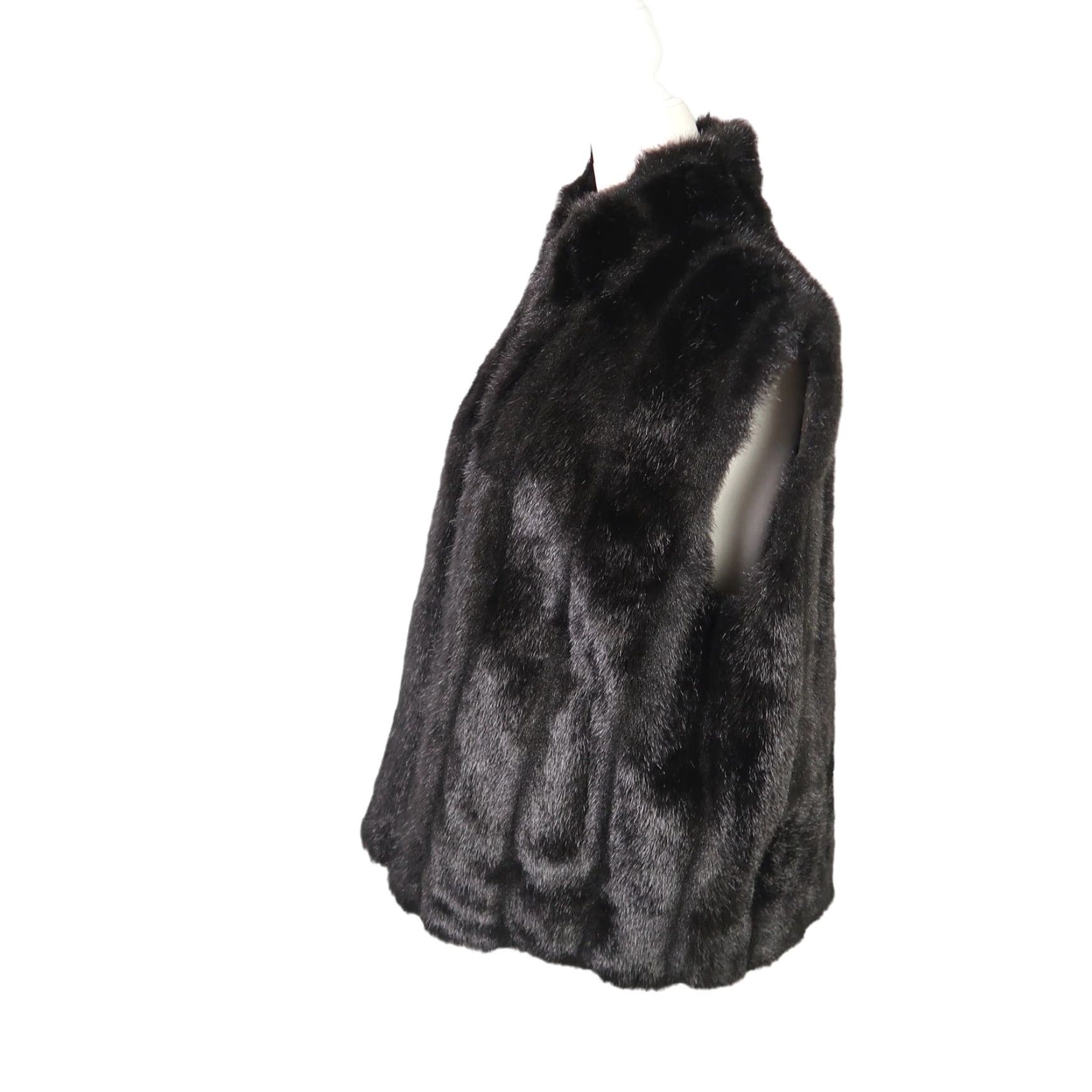 Vintage VINTAGE Olympia Vest Women's Medium Brown Faux Fur Zip Front 90s 80s Overcoat Sleeve-less Pockets Size M / US 6-8 / IT 42-44 - 3 Thumbnail