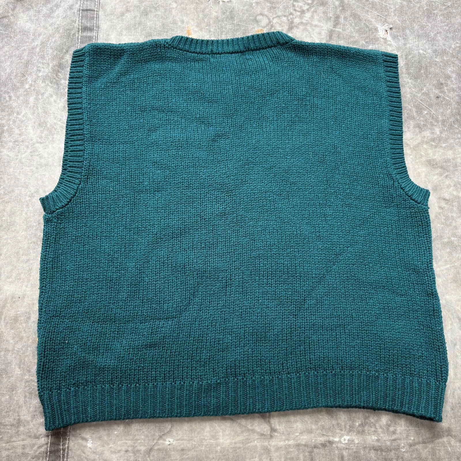 Vintage Vintage 80s Unique Green Instrument Floral Knit Sweater Vest Size L / US 10 / IT 46 - 6 Thumbnail