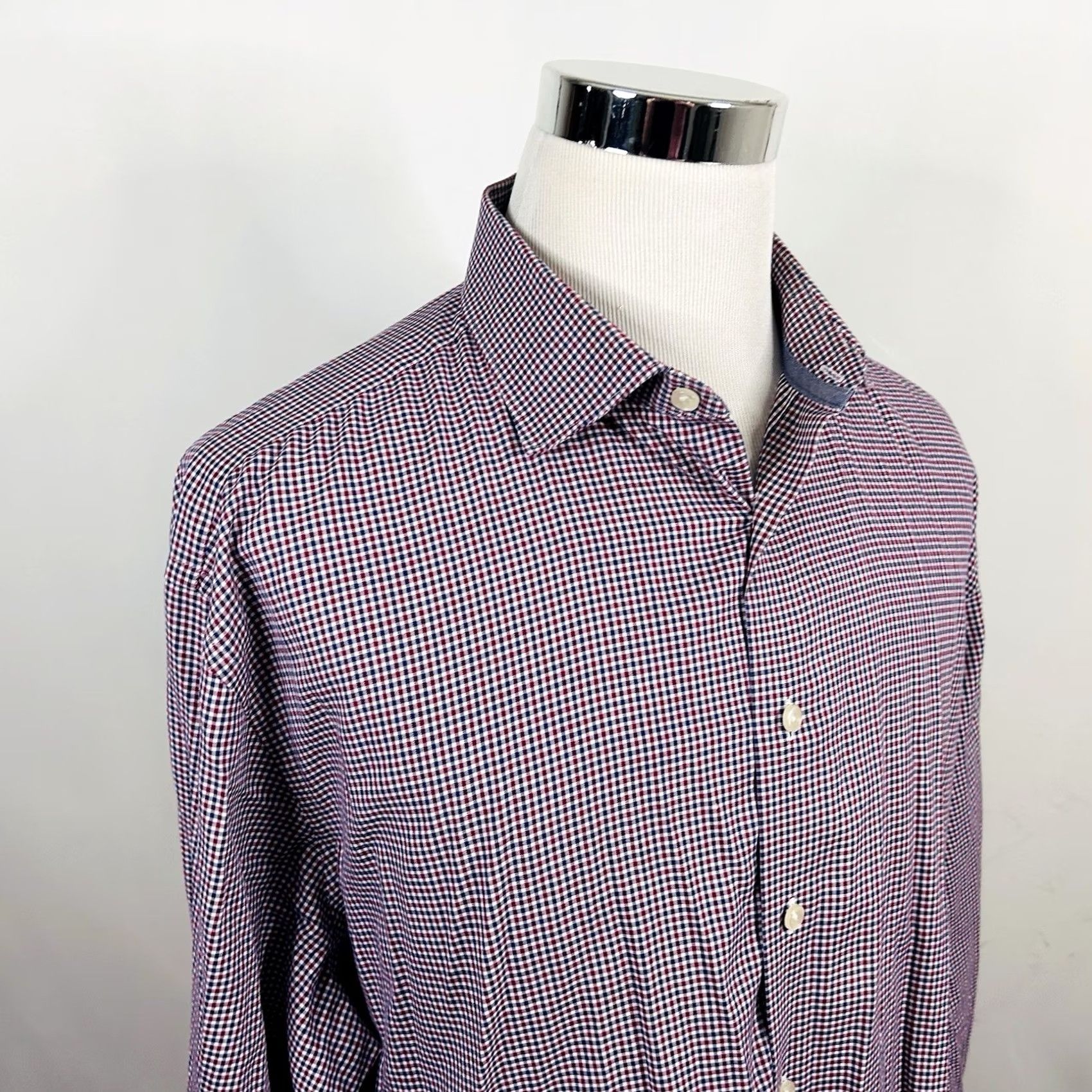 Charles Tyrwhitt Charles Tyrwhitt 18 35 Classic Fit Dress Shirt Plaid Cotton Red White Blue Multicolor Mens Professional Business Shirt Size 48R - 2 Thumbnail
