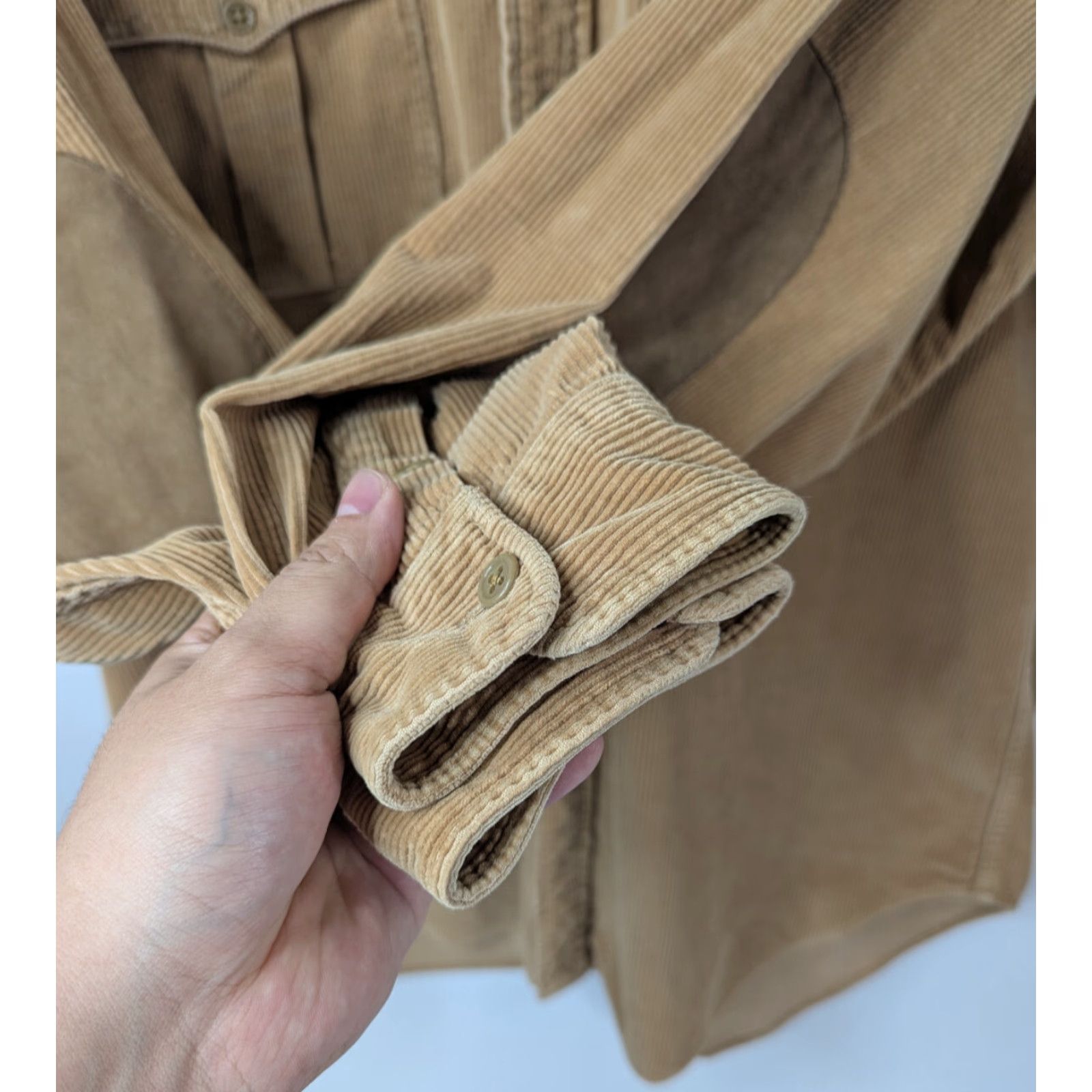 Polo Ralph Lauren VTG Polo Ralph Lauren Shirt Polo Ralph Lauren Men's XL Tan Corduroy Suede Elbow Long Sleeve Cotton Shirt Size US XL / EU 56 / 4 - 3 Thumbnail