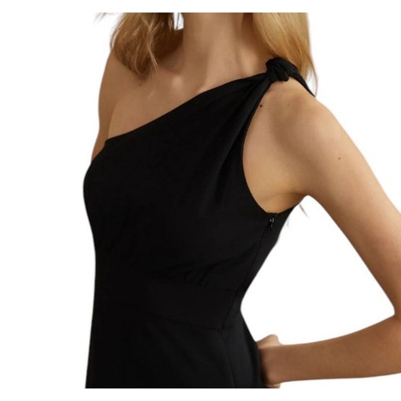 Other Commense Black Asymmetric One Shoulder Knotted Midi Dress Size M / US 6-8 / IT 42-44 - 5 Thumbnail