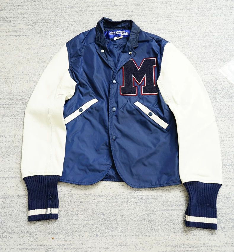 Comme des Garcons Comme des Garcons Cowskin sleeve splicing baseball jacket Size US S / EU 44-46 / 1 - 1 Thumbnail