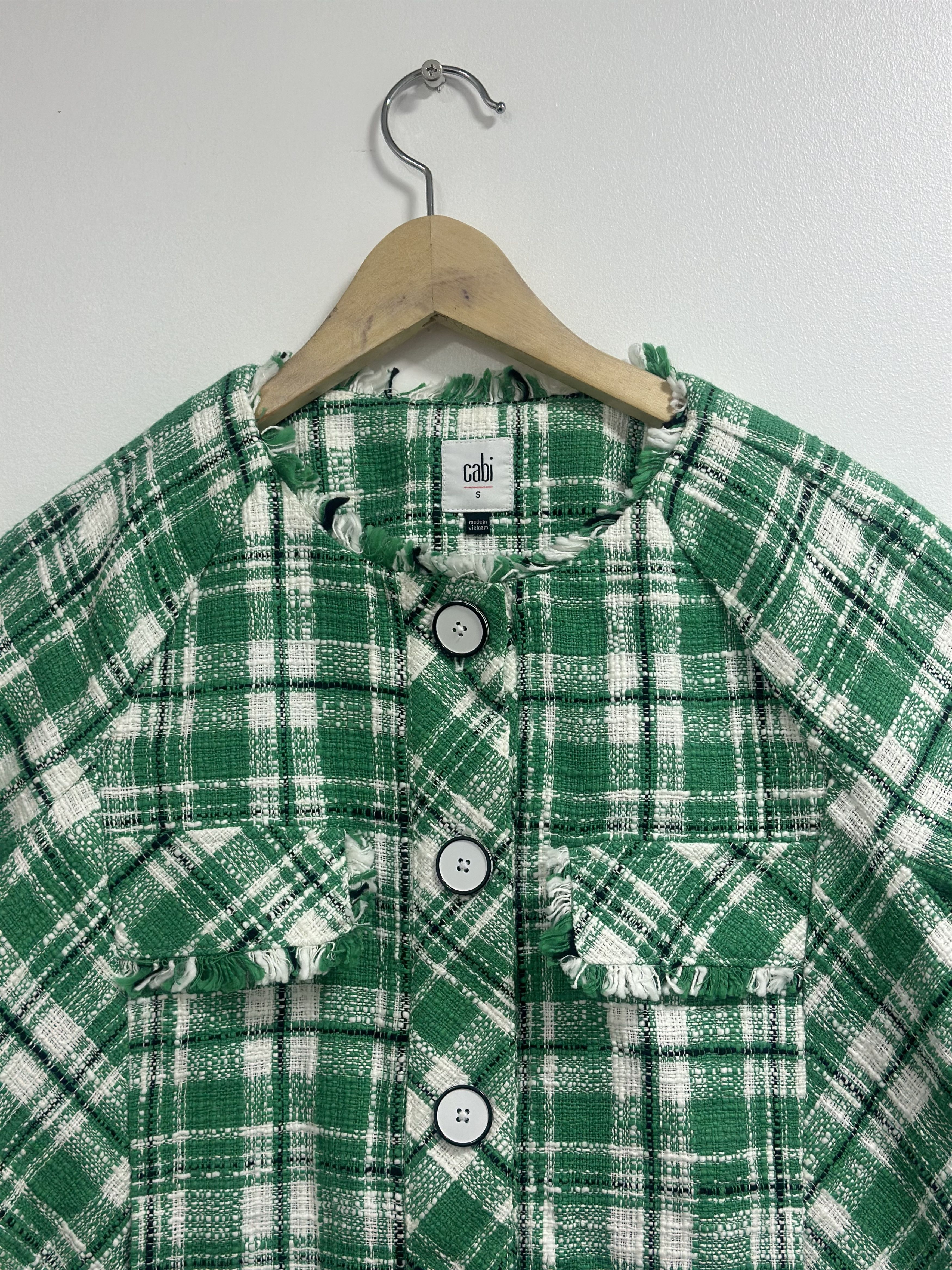 Other Cabi Sophia Green Plaid Tweed Button-Up Blazer - Size S Size S / US 4 / IT 40 - 4 Thumbnail