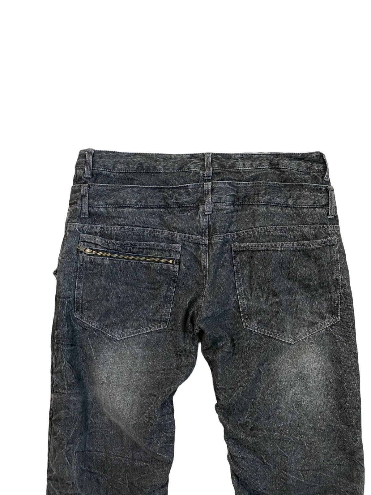 Japanese Brand Japan Denim Black Acid Wash Double Waist Stacked Denim Jeans Size US 35 - 10 Thumbnail