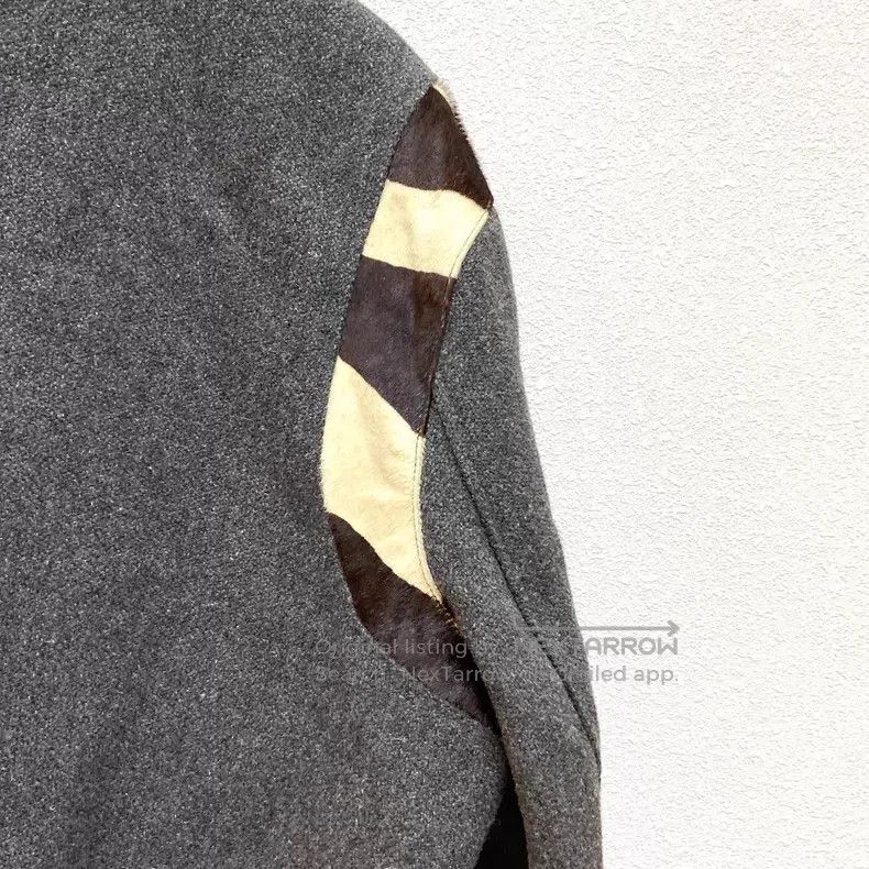 Saint Laurent Paris Saint Laurent Paris Gray Horsehair Patchwork Baseball Jack Size US M / EU 48-50 / 2 - 3 Thumbnail
