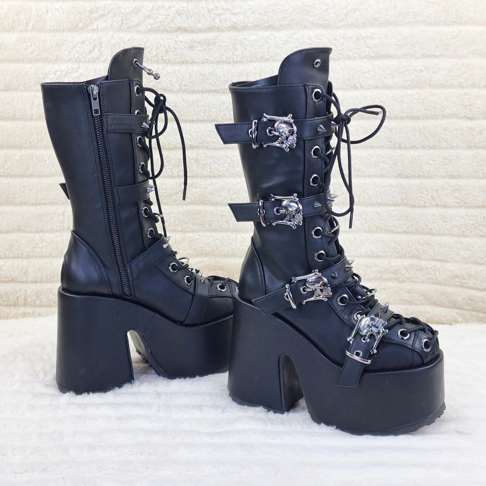 Demonia Cult DEMONIA Camel 115 Stacked Black Matte Platform Goth Punk Cal Size US 6 / IT 36 - 2 Thumbnail