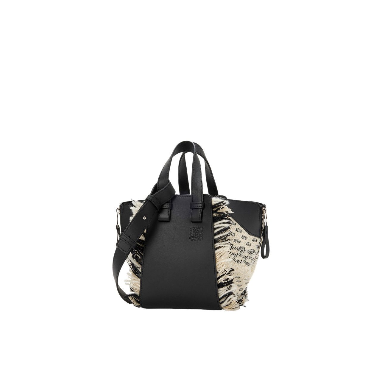 Loewe LOEWE Hammock Compact $4350 Black/White Woven Top Handle Bag Size ONE SIZE - 1 Thumbnail