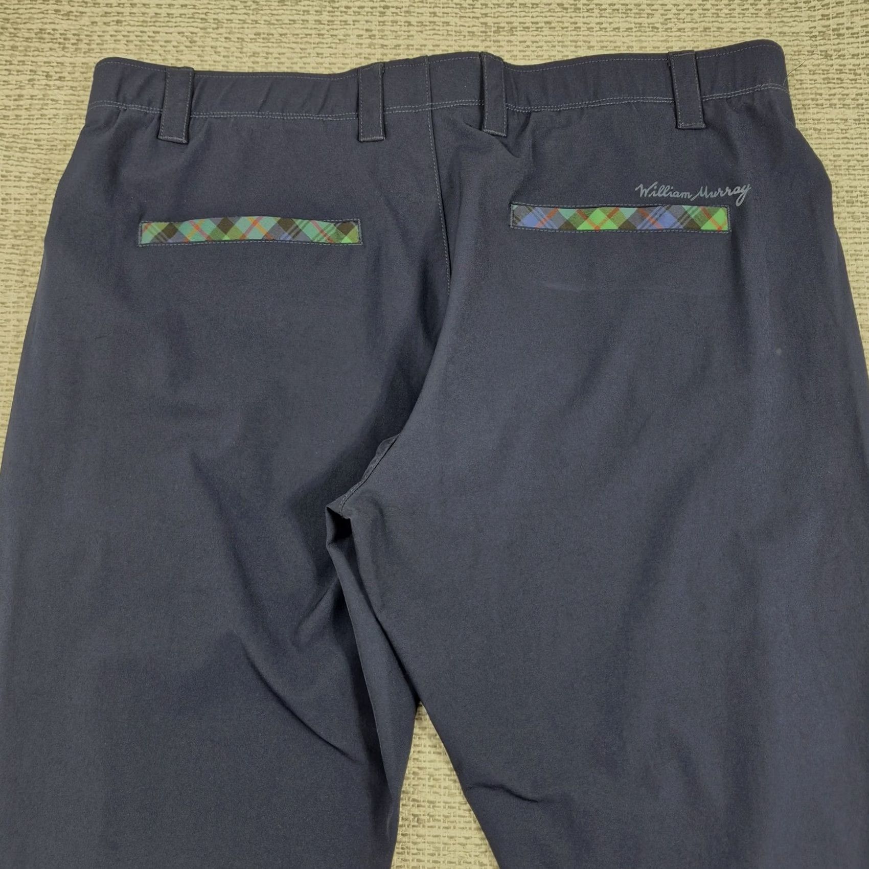 Vintage William Murray Pants Mens 38x32 Blue Khakis Straight Fit Stretch Golf Casual Shirt Hat? Size US 38 / EU 54 - 3 Thumbnail