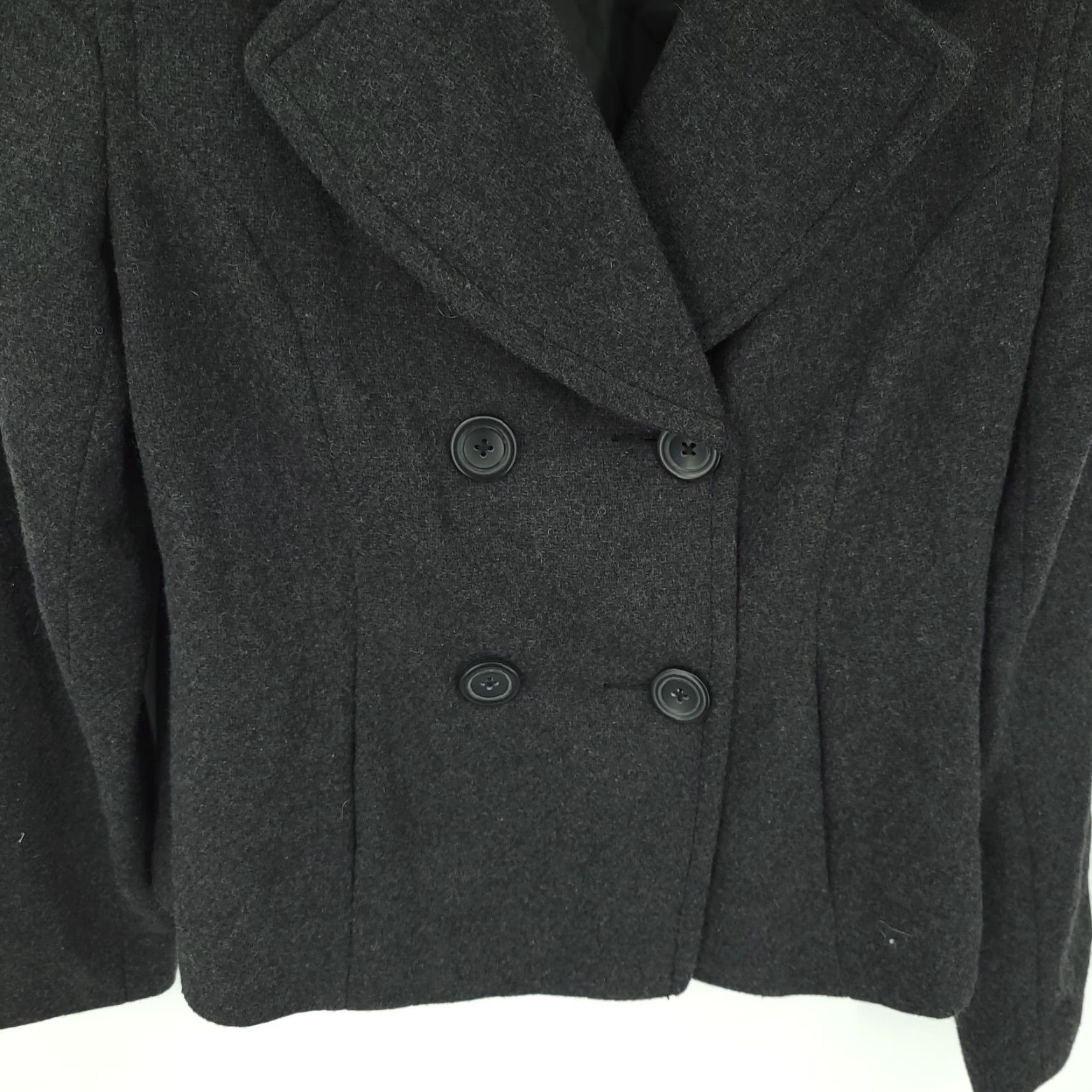 Merona Merona Jacket Womens Medium Pea Coat Black Wool Blend Double Breasted Size M / US 6-8 / IT 42-44 - 2 Thumbnail