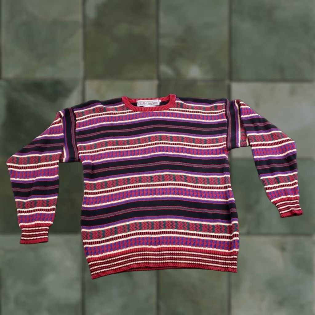 Pop Trading Company Old School Trading Company Sweater Mens Medium Multicolor Stripe Knit Scotland Size US M / EU 48-50 / 2 - 1 Thumbnail