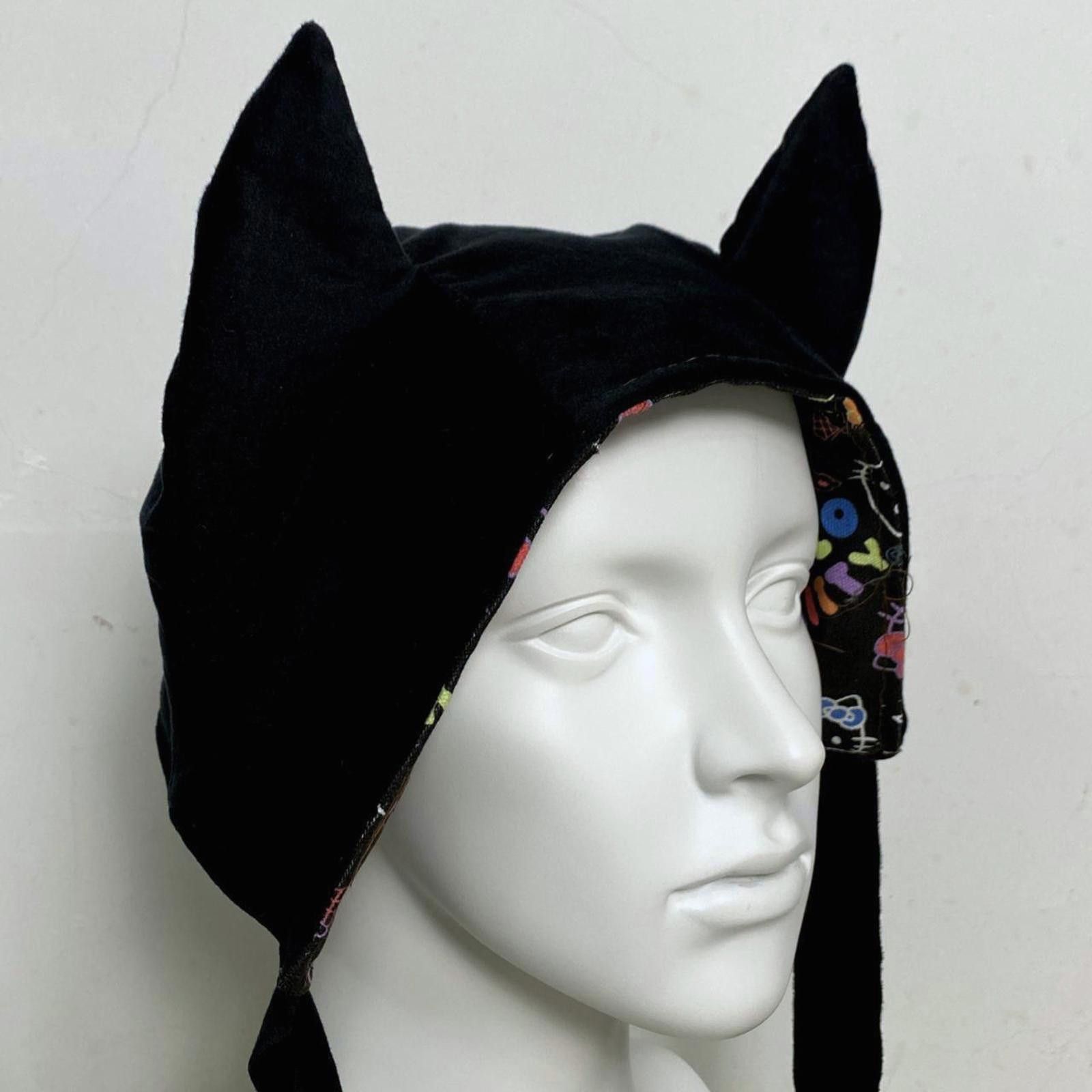 Japanese Brand Handmade Reversible Hello Kitty Cat Ear Hat - Kawaii Cosplay Size ONE SIZE - 2 Thumbnail