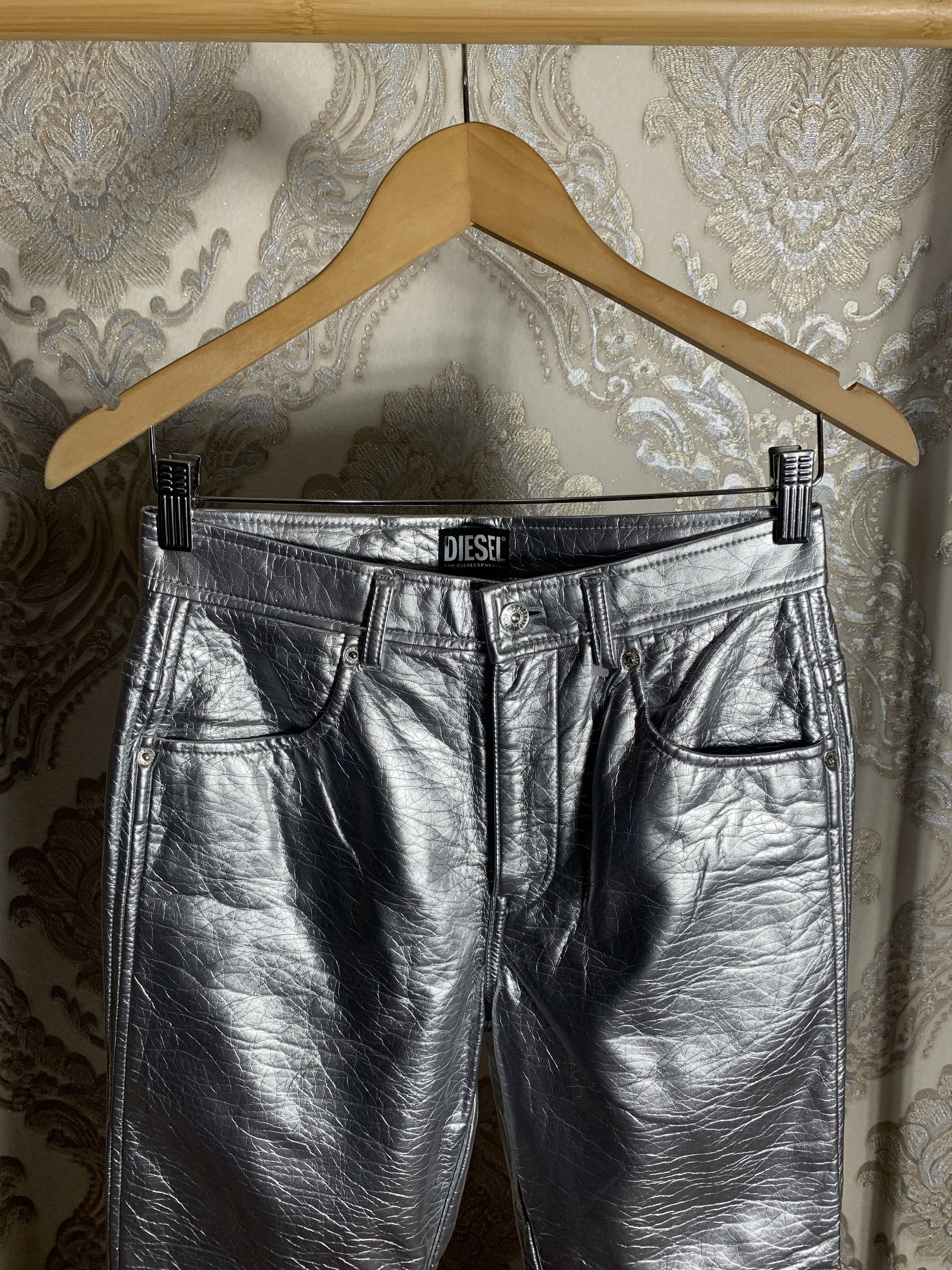 Diesel Black Gold VERY RARE DIESEL P-ARCY SILVER DESIGNER PANTS LUXURY Y2K Size 27" / US 4 / IT 40 - 2 Thumbnail