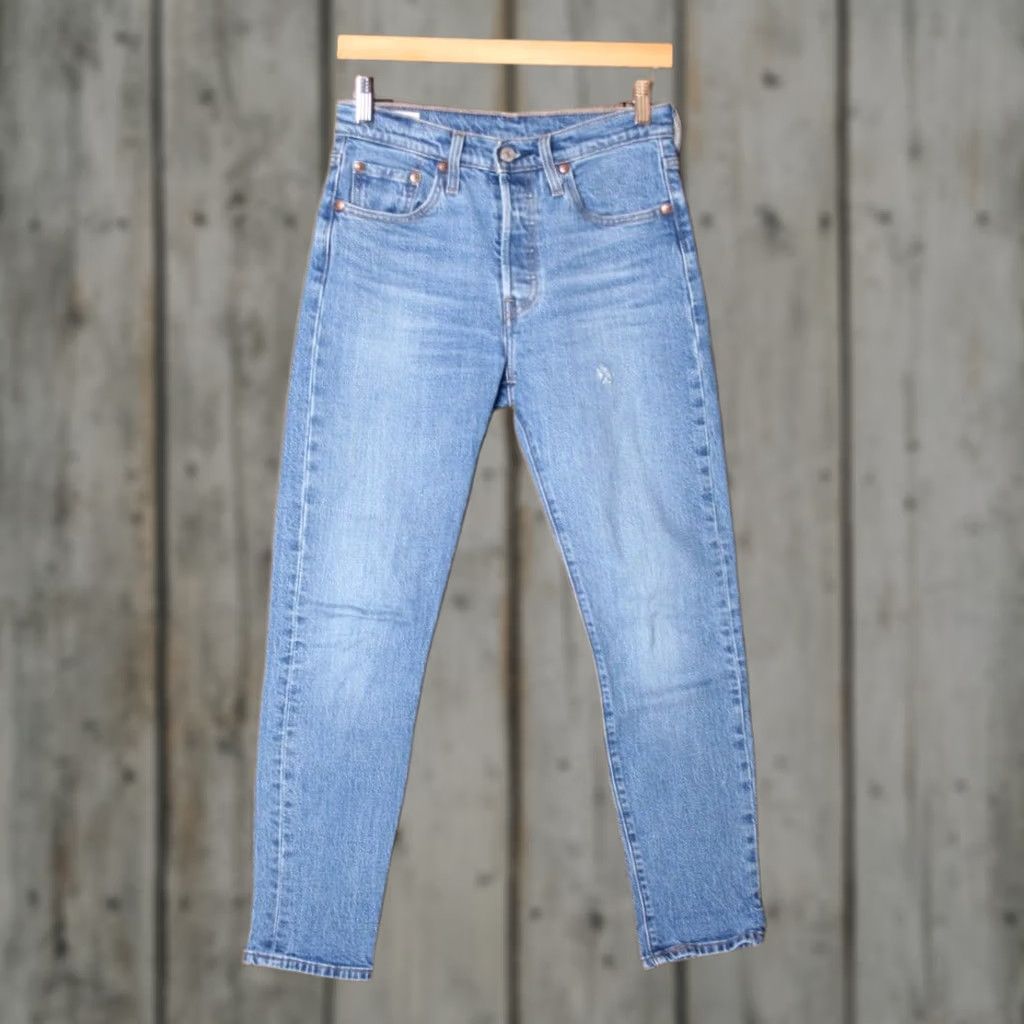 Levi's LEVI'S 501S Jeans Women's Blue Stretch Denim Button Fly Tapered Leg W25 L28 Regular Size Size 42" / US 20 - 1 Thumbnail