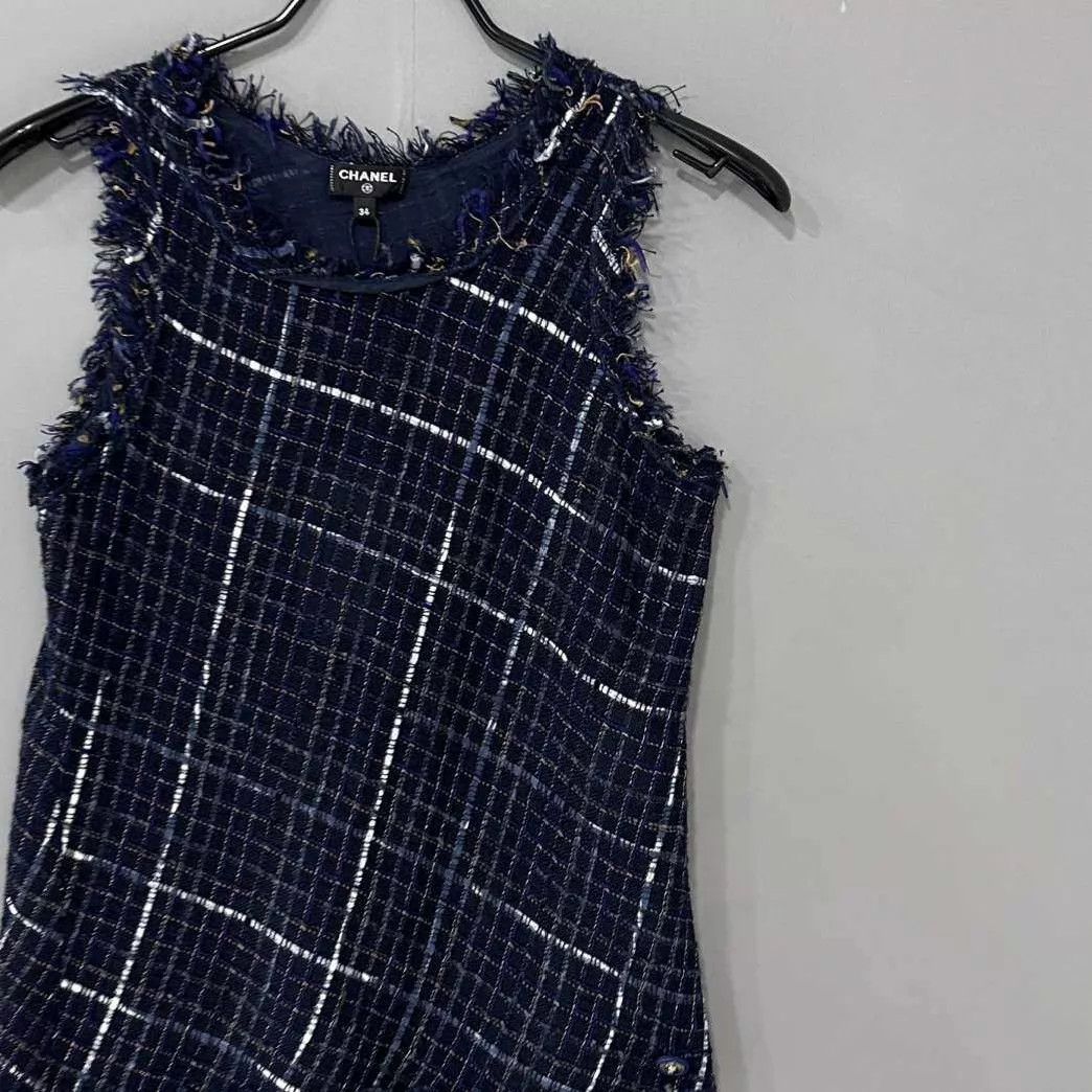 Chanel Chanel checkered knit sleeveless vest top women's size 34 Size XS / US 0-2 / IT 36-38 - 2 Thumbnail