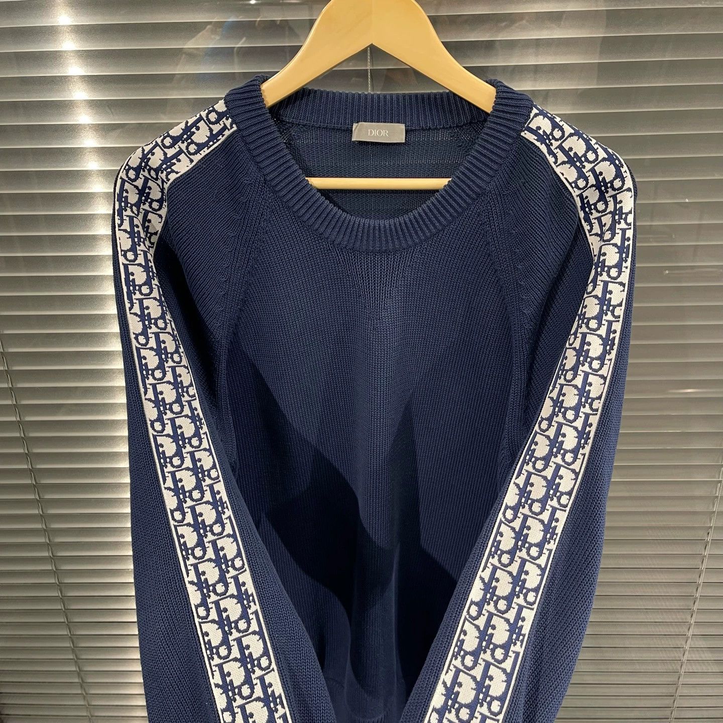 Dior Dior Navy Side Stripe Logo Allover Print Knit Sweater L 99 Size L / US 10 / IT 46 - 5 Thumbnail
