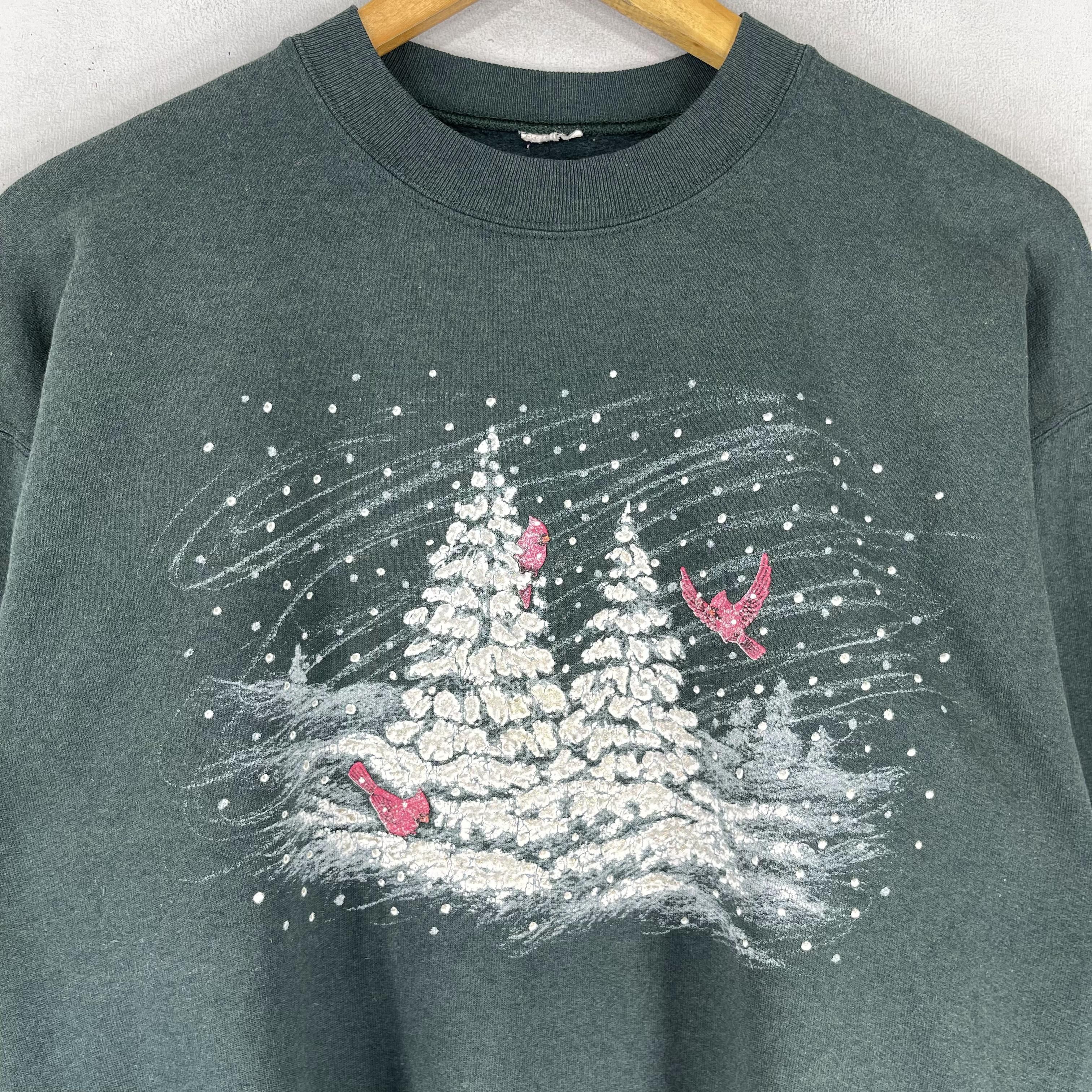 Vintage Vintage Y2K RED CARDINALS Icy Forest Printed Sweatshirt Size US M / EU 48-50 / 2 - 2 Thumbnail