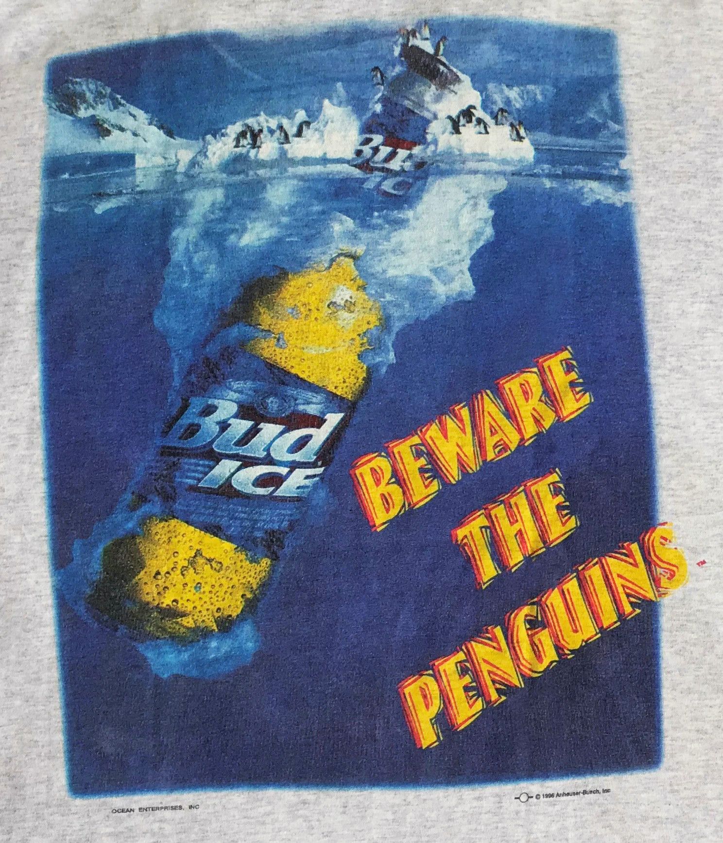 Anvil Vintage 90s BUDWESSER T shirt 1996 Penguins Single Stitch Size US XL / EU 56 / 4 - 5 Thumbnail