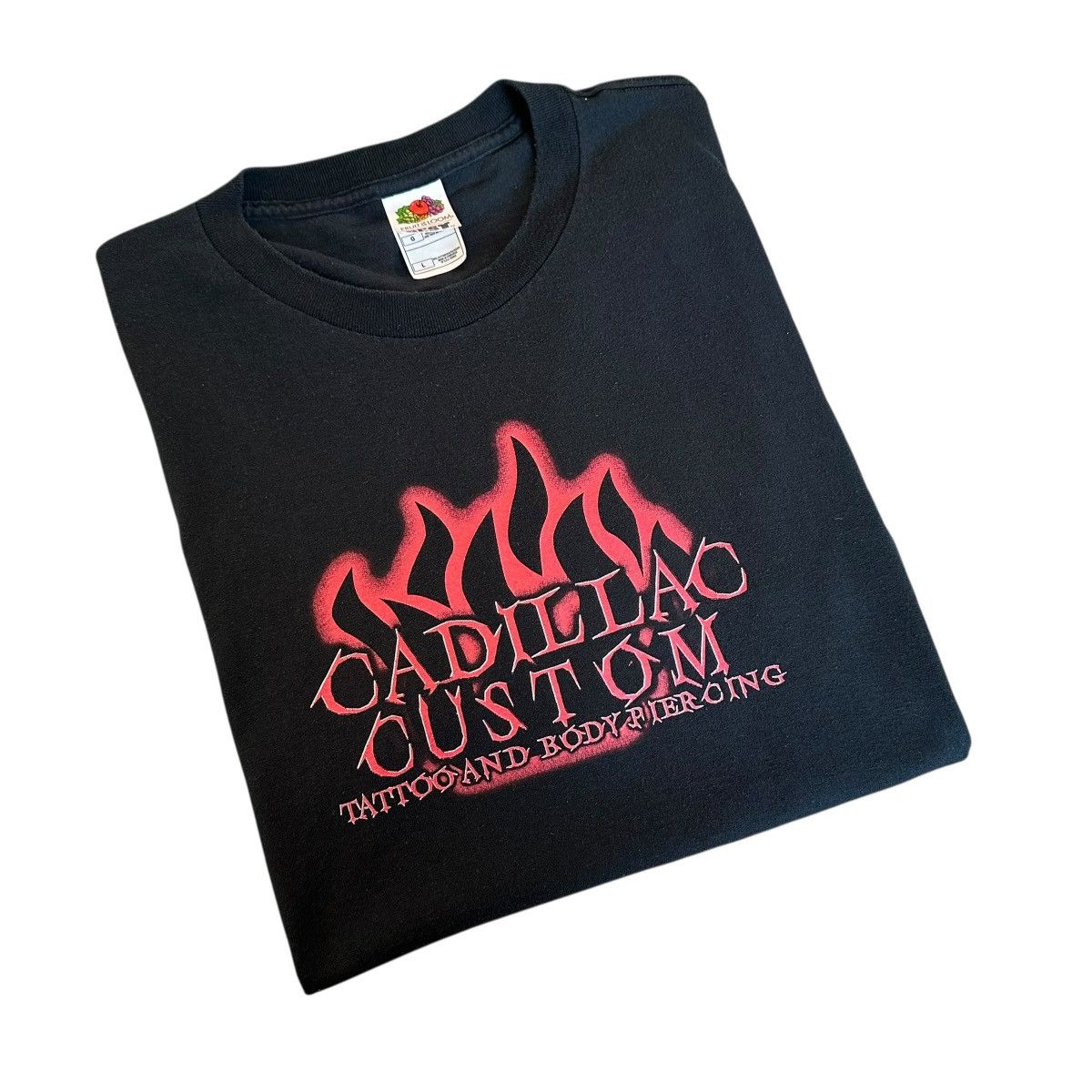 Fruit Of The Loom Vintage Cadillac Customs Tattoo & Body Piercing promo shirt Size US L / EU 52-54 / 3 - 1 Thumbnail