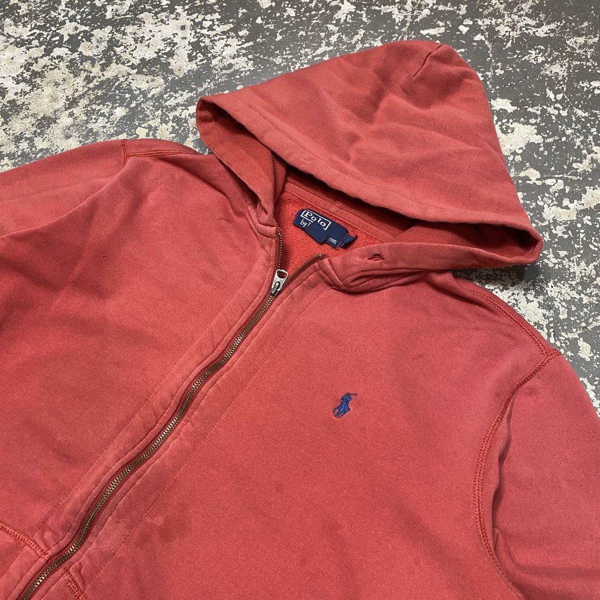 Polo Ralph Lauren × Vintage Vintage Polo Ralph Lauren Pink Salmon Zip Up Hoodie Sweatsh Size US XL / EU 56 / 4 - 4 Thumbnail