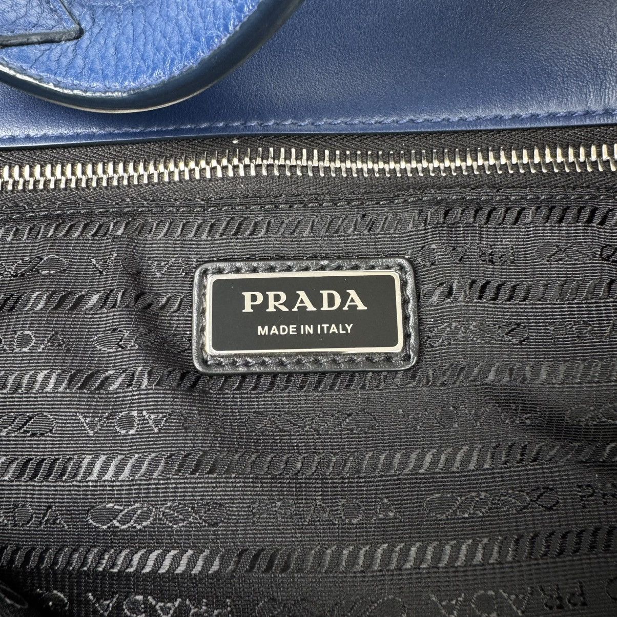 Prada Prada Blue Triangle Logo Nappa Leather Large Tote Bag Size ONE SIZE - 10 Thumbnail