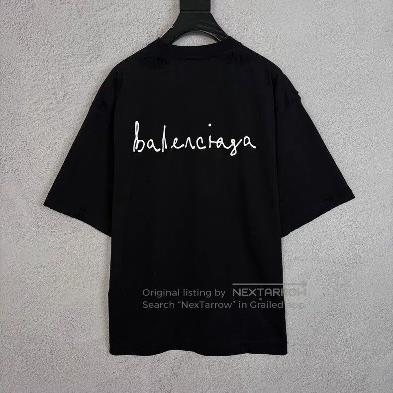 Balenciaga Balenciaga Heart Logo Embroidered Short Sleeve Black Size US S / EU 44-46 / 1 - 2 Thumbnail