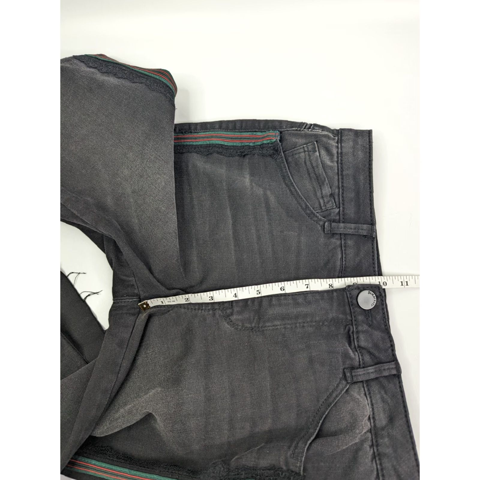 Vintage Democracy Jeans Women's Size 6 Raw Hem Ankle Black Side Stripe Lace Size 28" / US 6 / IT 42 - 7 Thumbnail