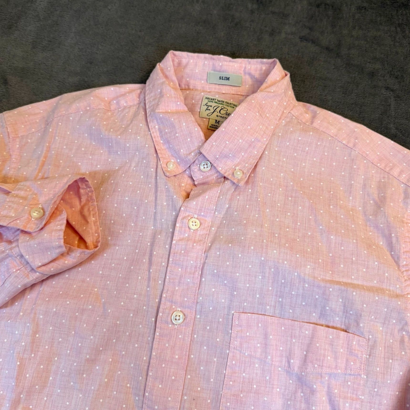 J.Crew J.Crew Slim Shirt Pink Polka Dot Organic Cotton Stretch Mens M Regular Button-Up Collared Long Sleeve Pocket Vintage No Size US M / EU 48-50 / 2 - 2 Thumbnail