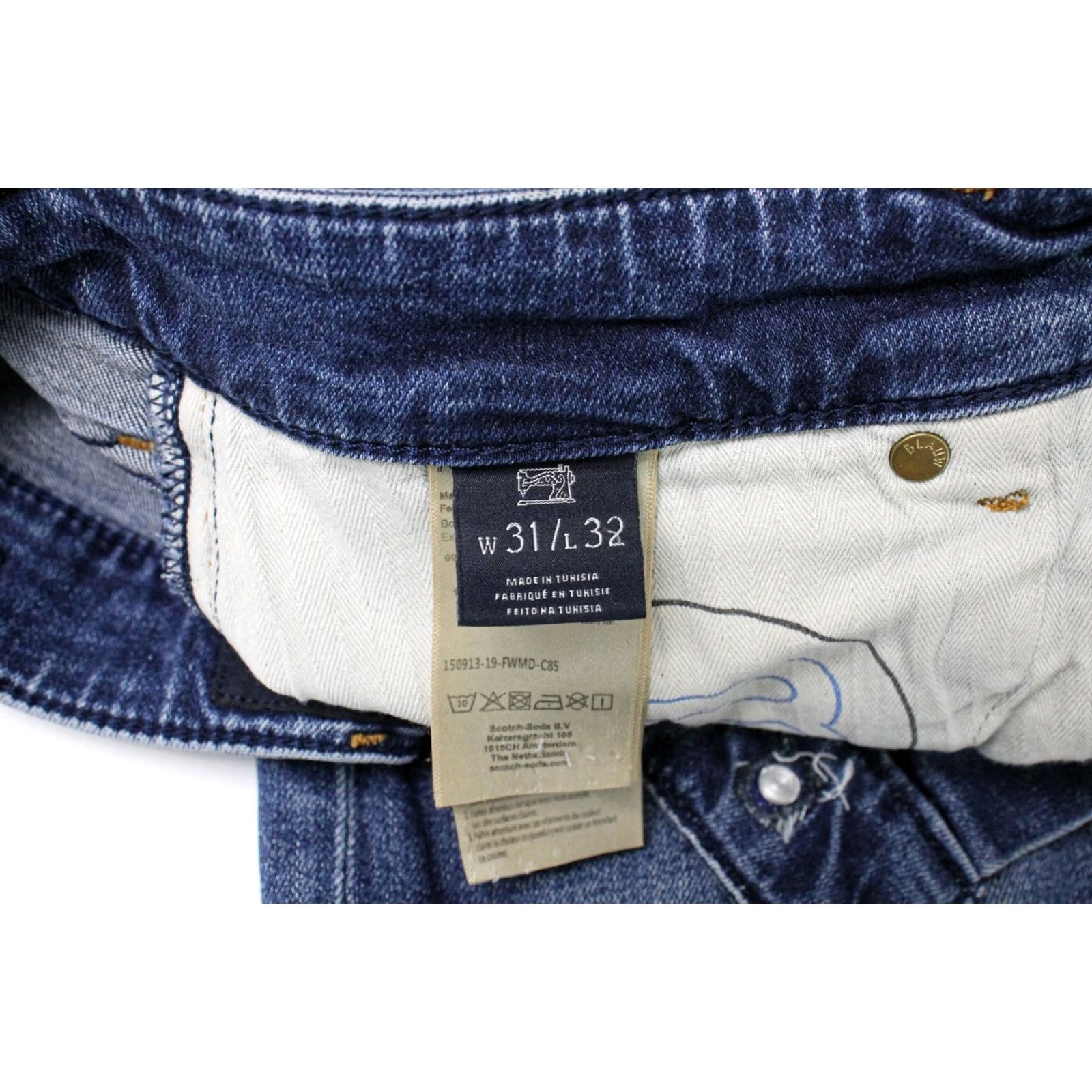 Scotch & Soda SCOTCH & SODA Ralston Jeans Men's W31/L32 Slim Stretch Buttons Fade Effect Slim Fit Blue Jeans Mens W31/L32 Size US 31 - 7 Thumbnail