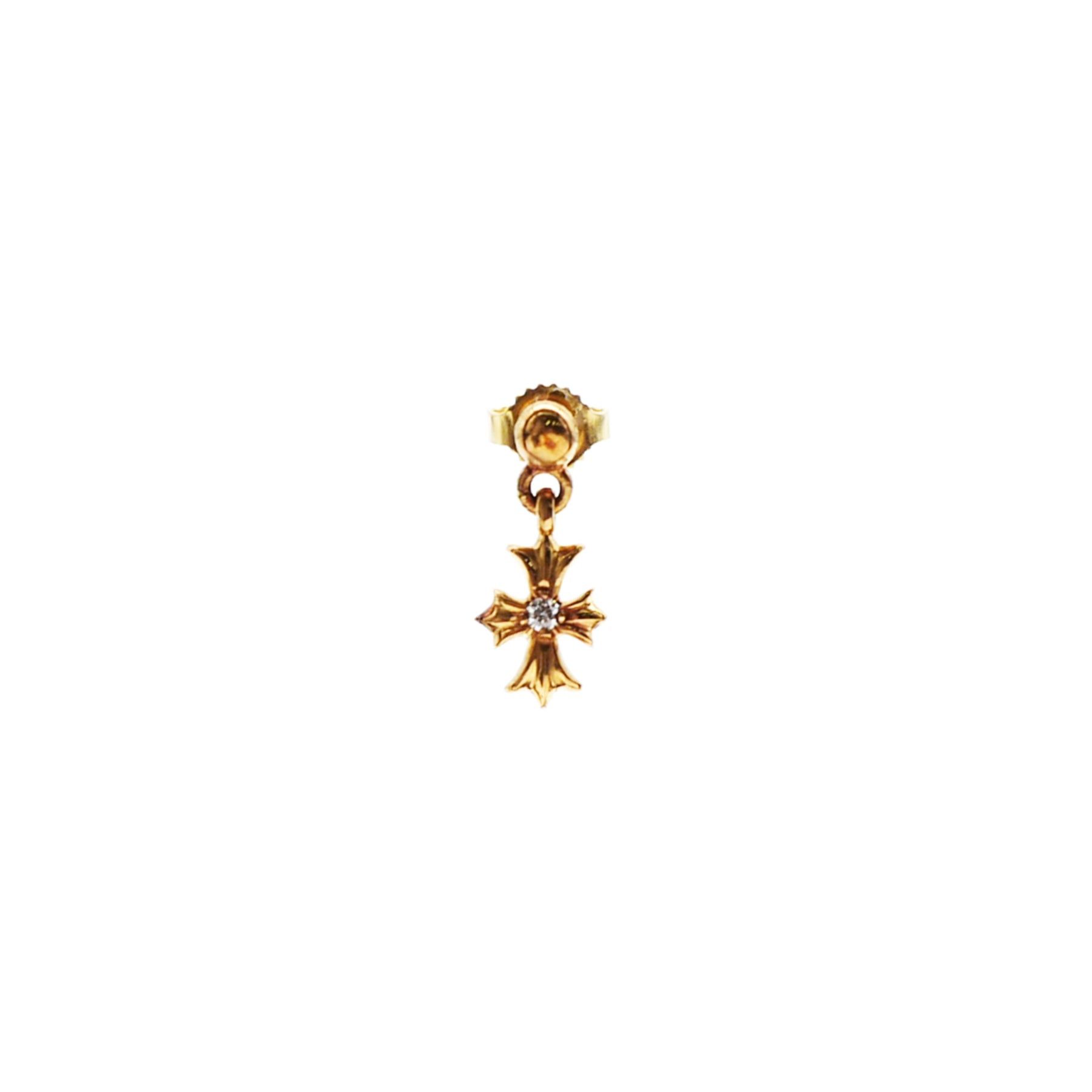 Chrome Hearts Chrome Hearts 22K Gold Diamond Tiny E Cross Earring Drop Size ONE SIZE - 1 Thumbnail