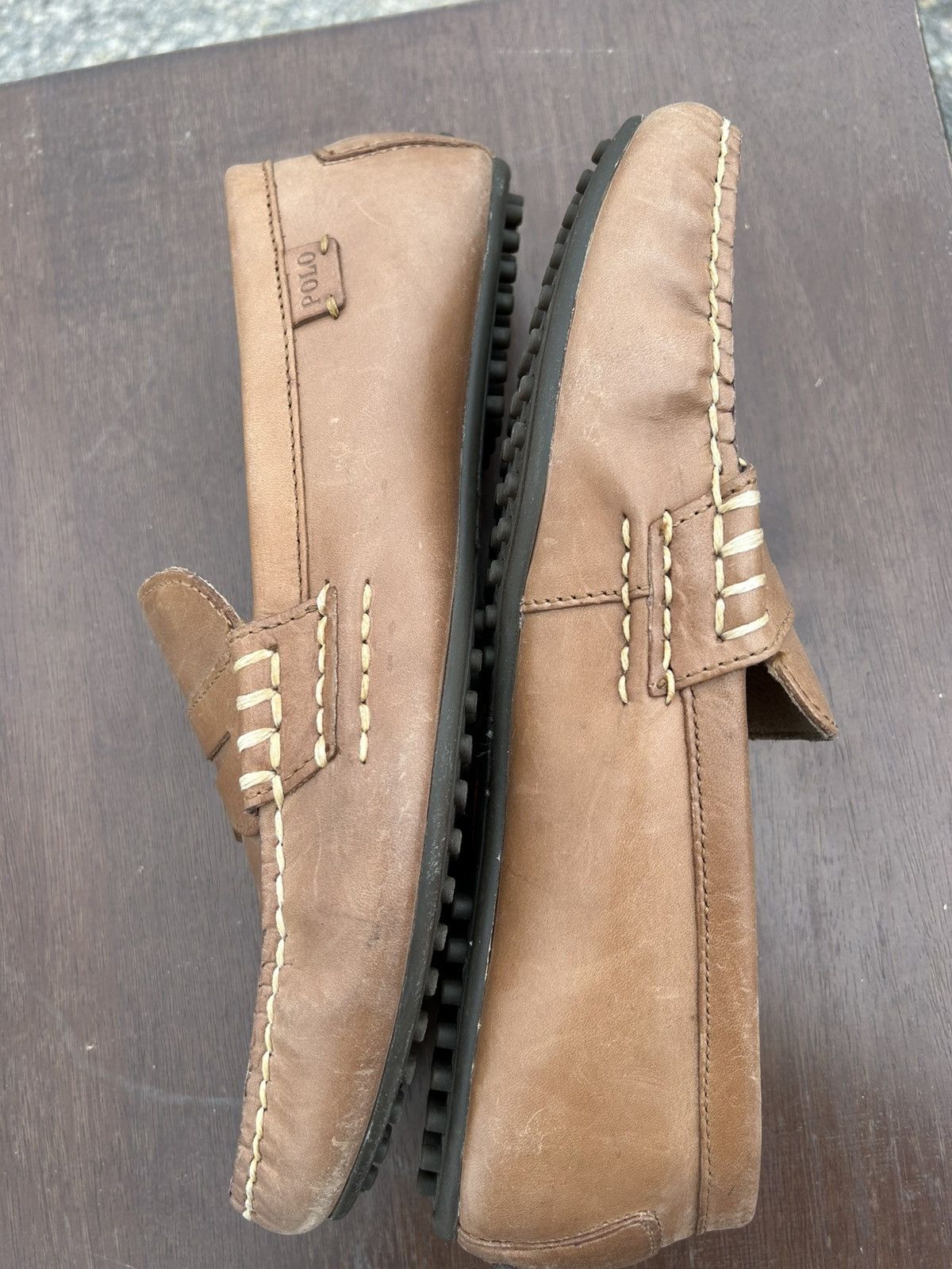 Ralph Lauren Wes Polo Tan Smooth Pull Up Leather 9.5 D Size US 9.5 / EU 42-43 - 6 Thumbnail