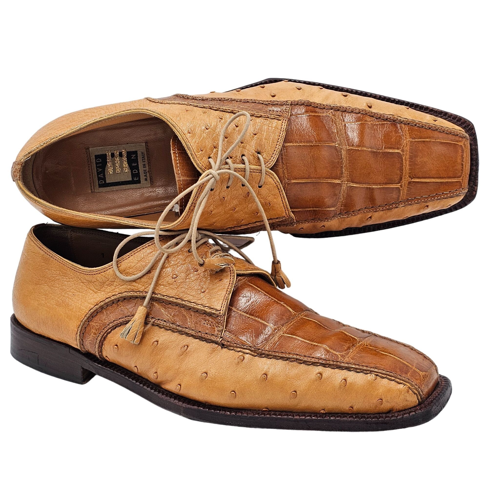 David Eden Vintage David Eden Exotic Ostrich Alligator Derby Italy Men Size US 12 / EU 45 - 13 Thumbnail