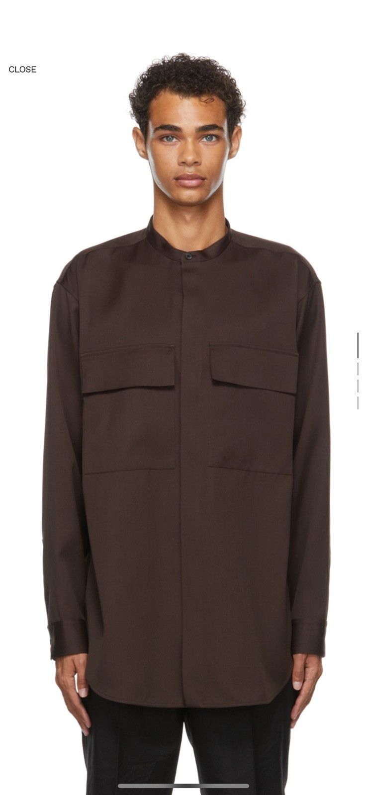 Jil Sander Brown Gabardine Wool Shirt Mandarin Collar Size US S / EU 44-46 / 1 - 1 Thumbnail