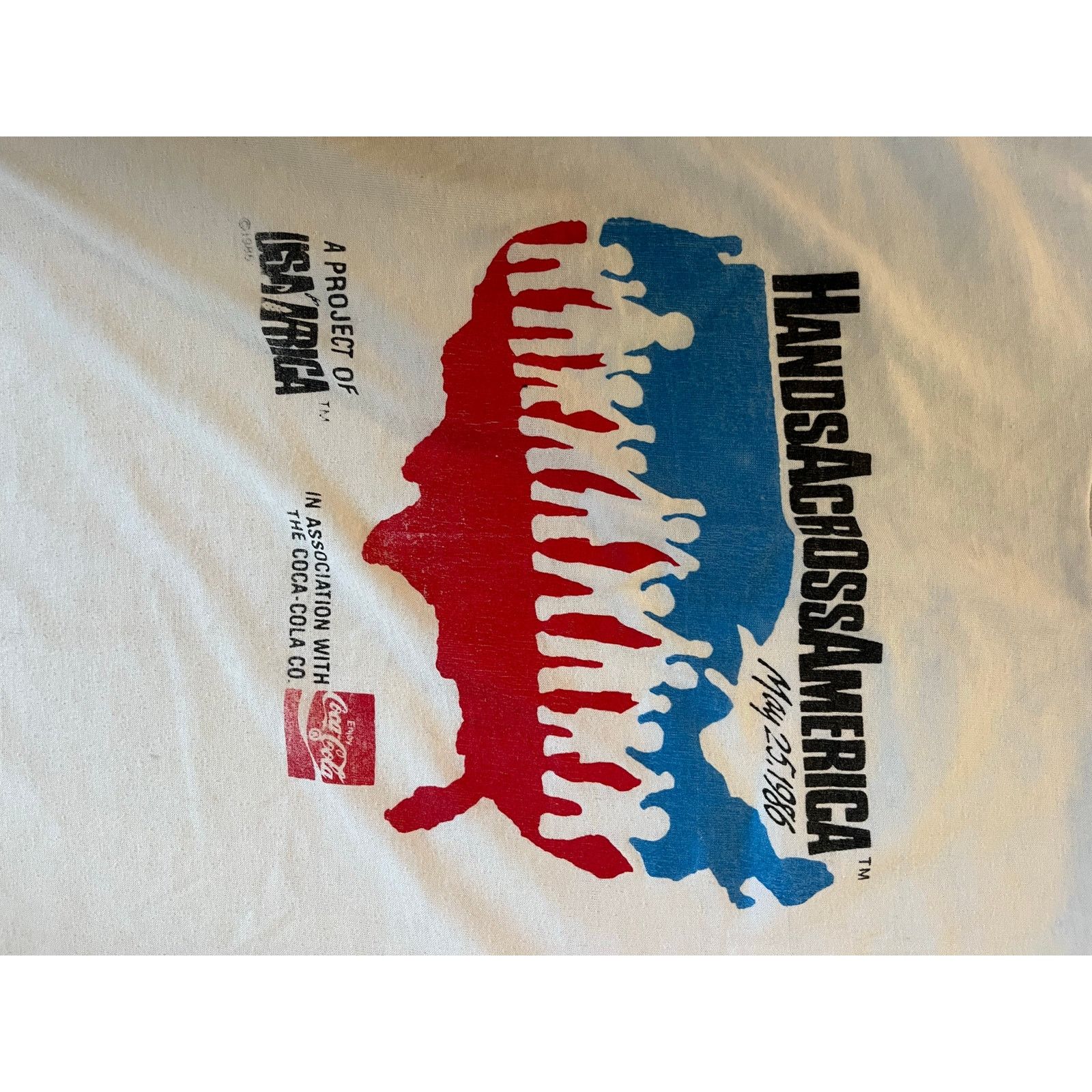 Hanes Vintage 80’s 1986 T Shirt Hands Across America Size US L / EU 52-54 / 3 - 2 Thumbnail