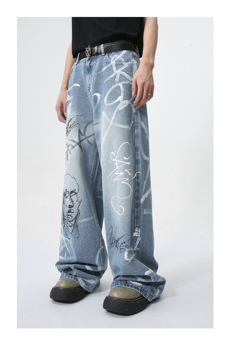 Japanese Brand × Vintage American street graffiti fun straight jeans trend Size US 32 / EU 48 - 3 Thumbnail