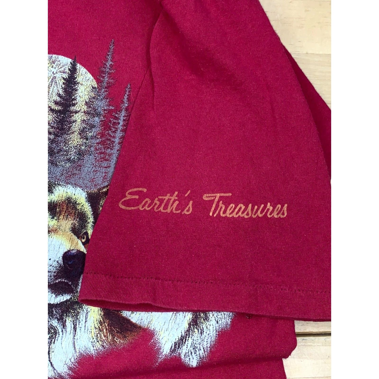 Vintage VINTAGE Cal Cru T-Shirt Men Wolf Nature Red L Short Sleeve Crew Neck Casual US Made 4552 Size US L / EU 52-54 / 3 - 7 Thumbnail