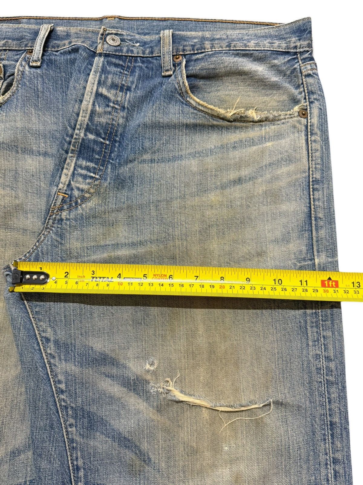 Levi's Vtg 90s Levis 501 Mud Wash Faded Whisker Wide Leg Straight Size US 36 / EU 52 - 15 Thumbnail