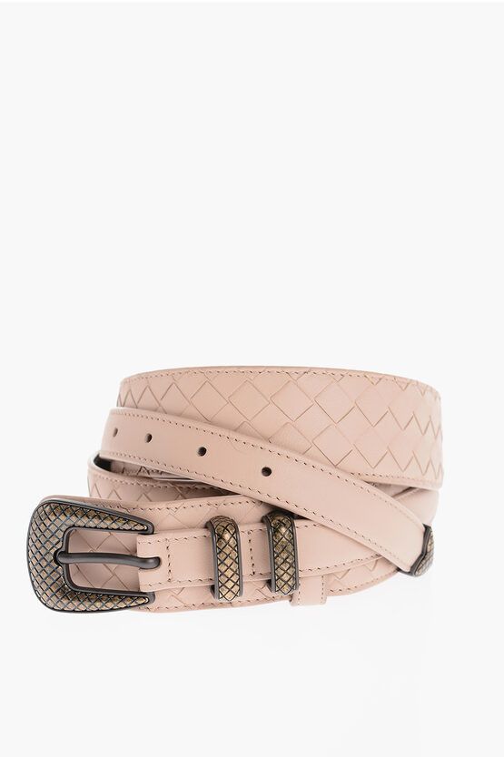 BOTTEGA VENETA Belt Triangle 629763 Leather Pink 80/32inc Bottega aq9333 Bottega Veneta BOTTEGA VENETA pink gold triangle buckle  main image 3