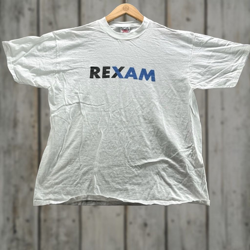 Vintage VINTAGE Oneita Shirt Mens XL White REXAM Graphic Tee Crewneck 100% Cotton Size US XL / EU 56 / 4 - 1 Thumbnail