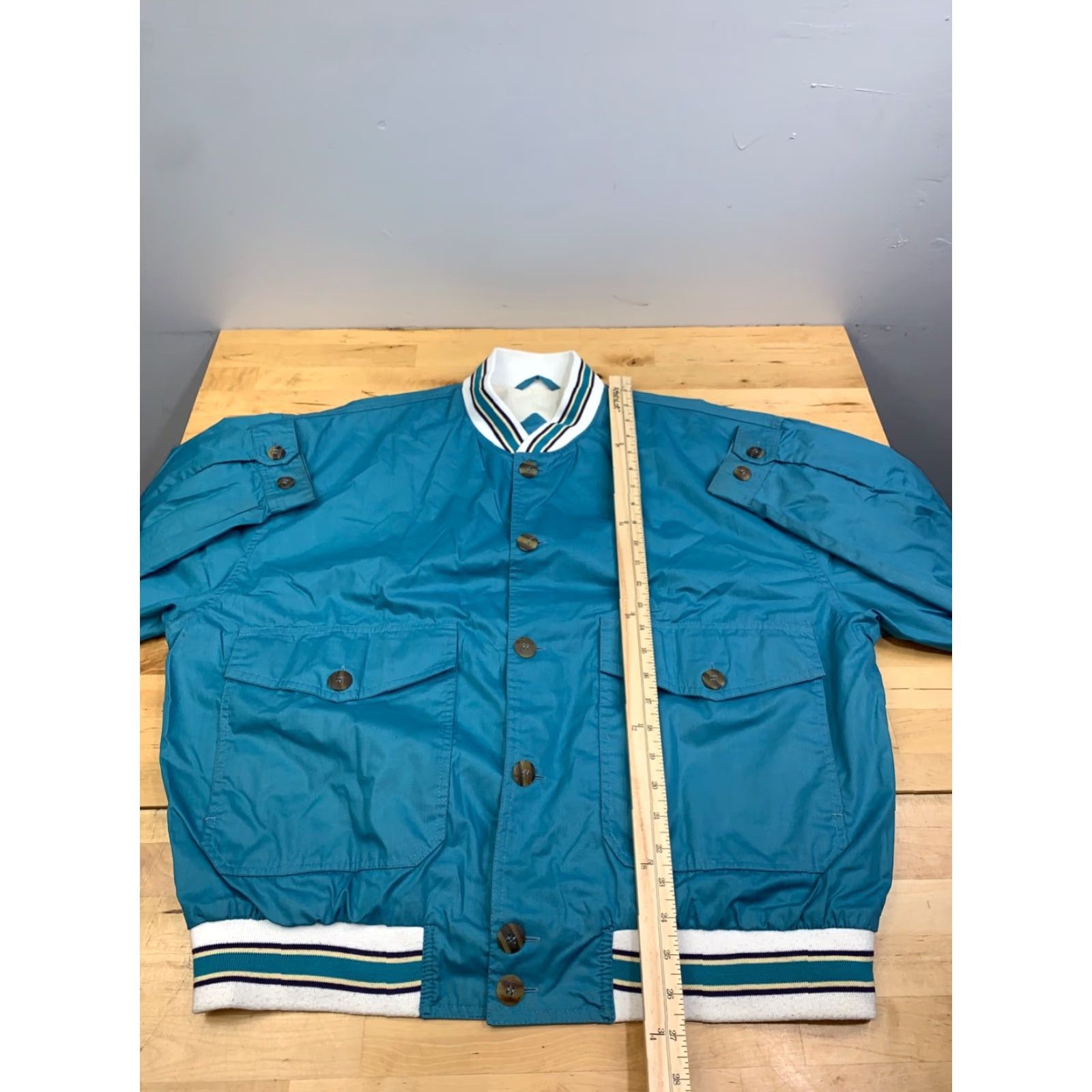 Altea Vintage Bomber Jacket L Teal Pockets Casual Mens Size US L / EU 52-54 / 3 - 4 Thumbnail
