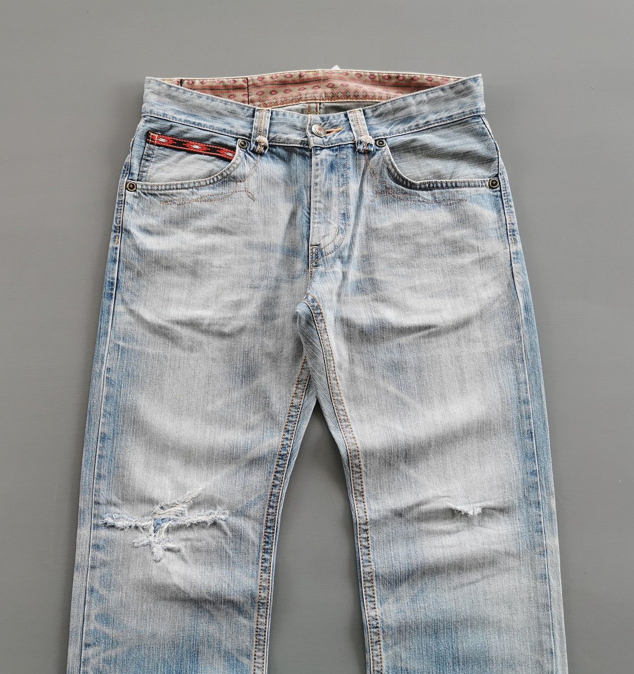 Edwin Edwin 423XVS Light Blue Distressed Denim Jeans Size US 34 / EU 50 - 6 Thumbnail