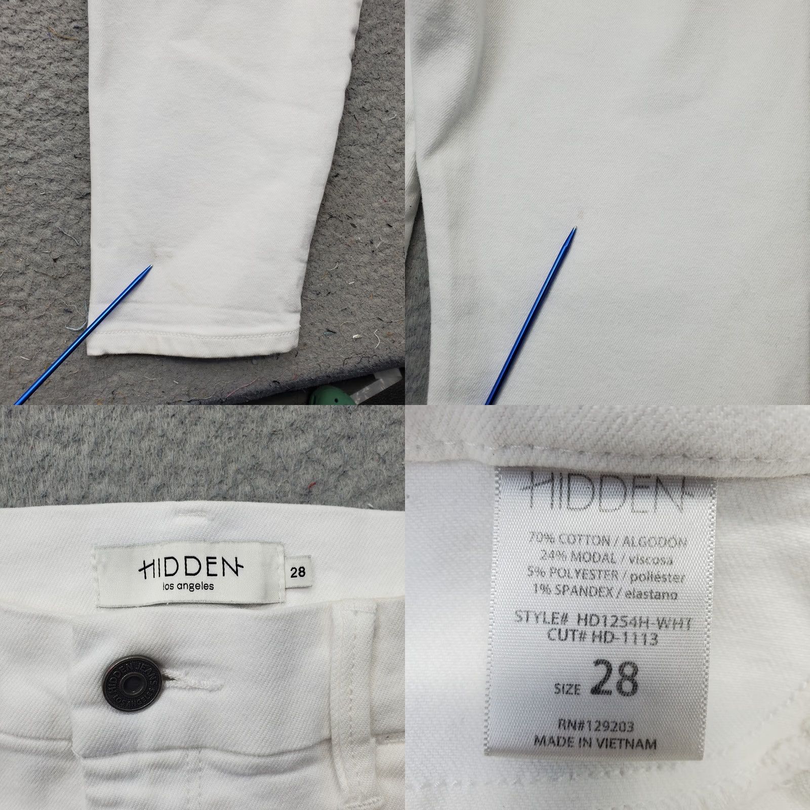 Vintage Hidden Jeans Womens Size 28 White Denim 5 Pocket Dress/Streetwear Grunge Stretch Size 28" / US 6 / IT 42 - 8 Thumbnail