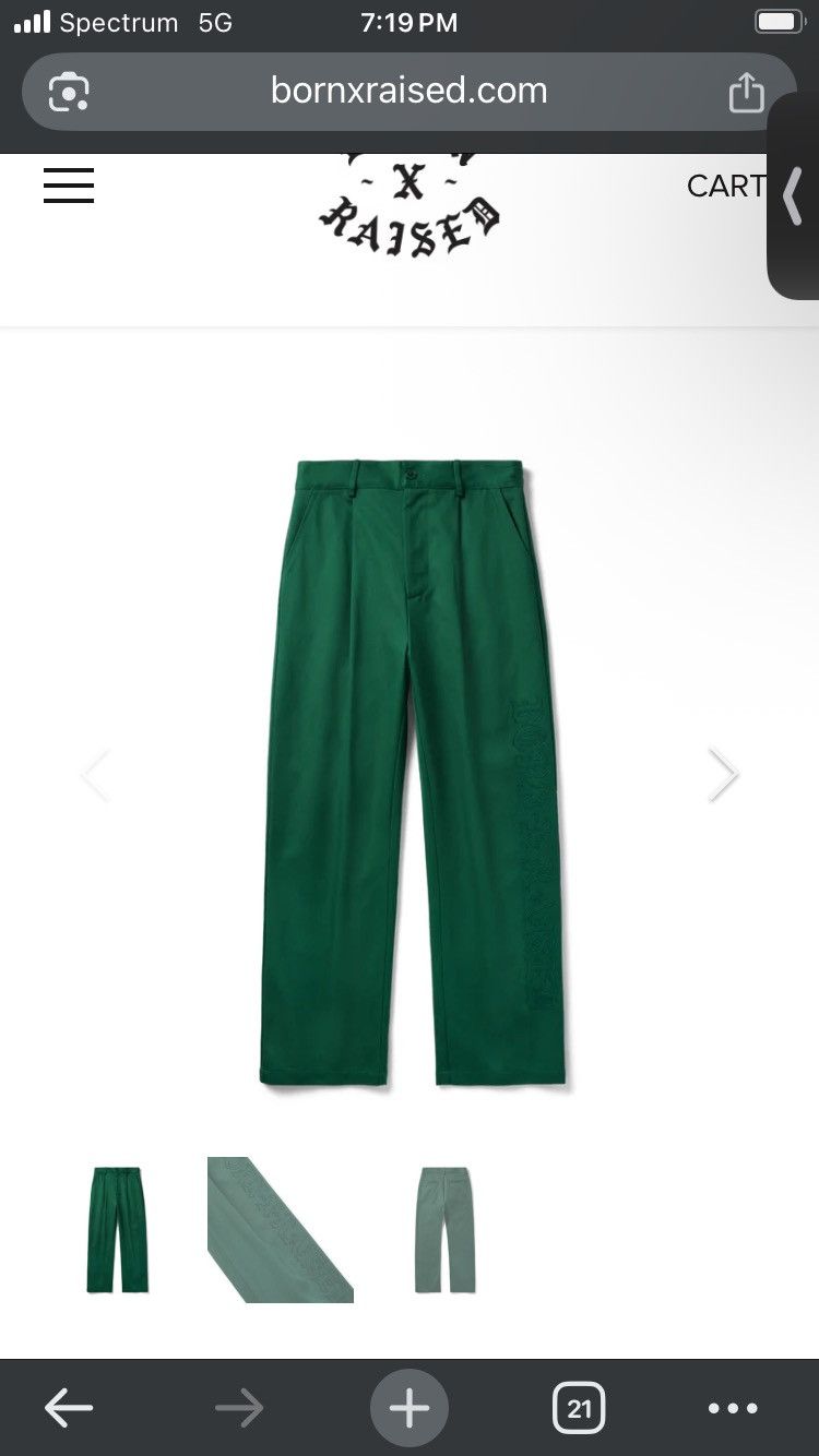 Born X Raised BXR TONAL EMBROIDERED WORK PANTS: EMERALD GREEN Size US 30 / EU 46 - 7 Thumbnail